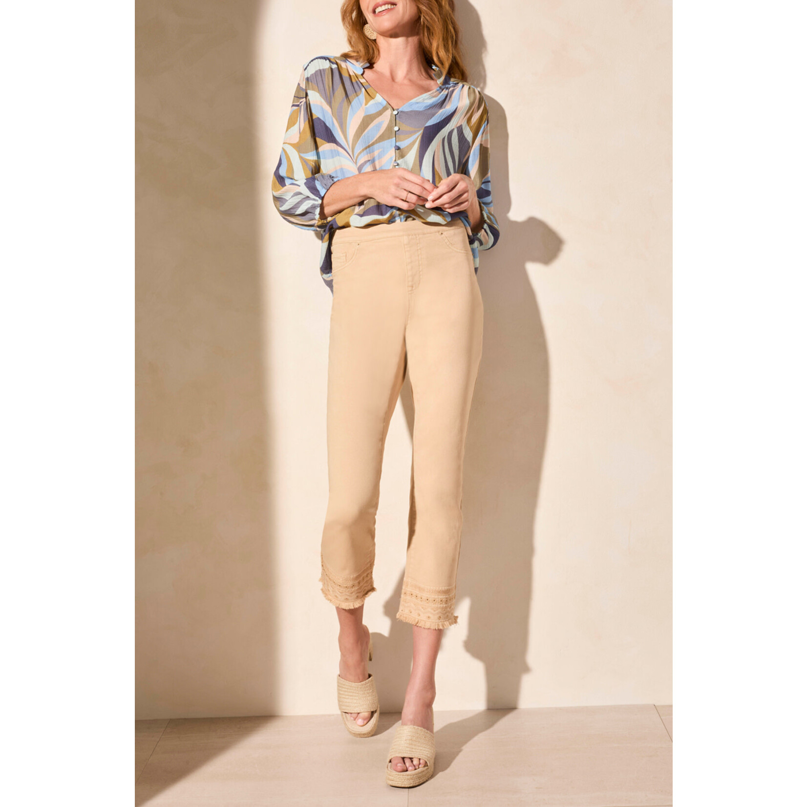 Tribal Audrey Embellished Straight Leg Crop Jeans
