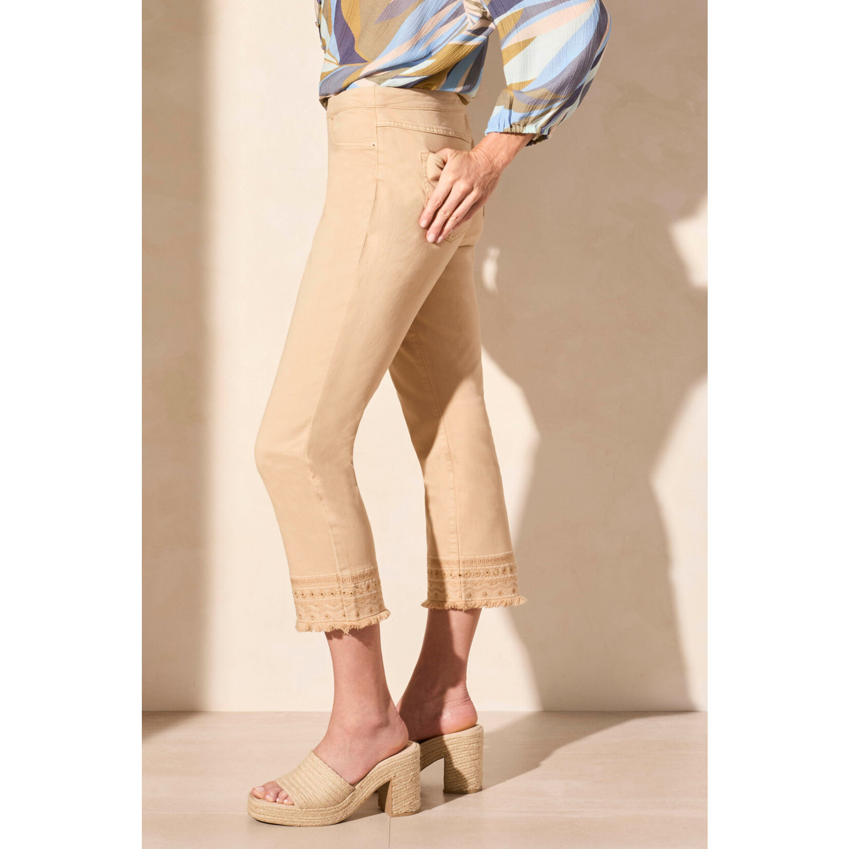 Tribal Audrey Embellished Straight Leg Crop Jeans