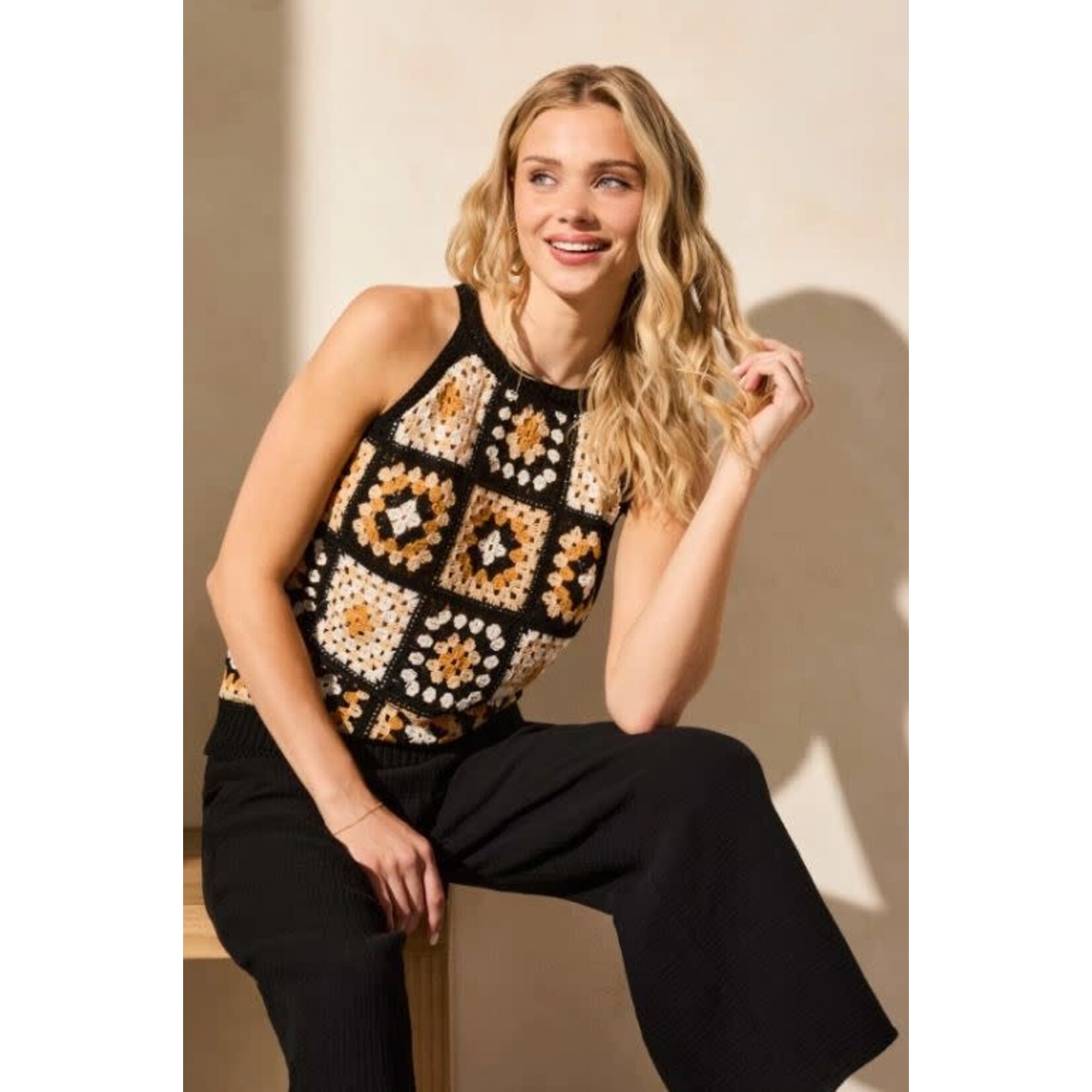 Tribal Crochet Halter Sweater Tank