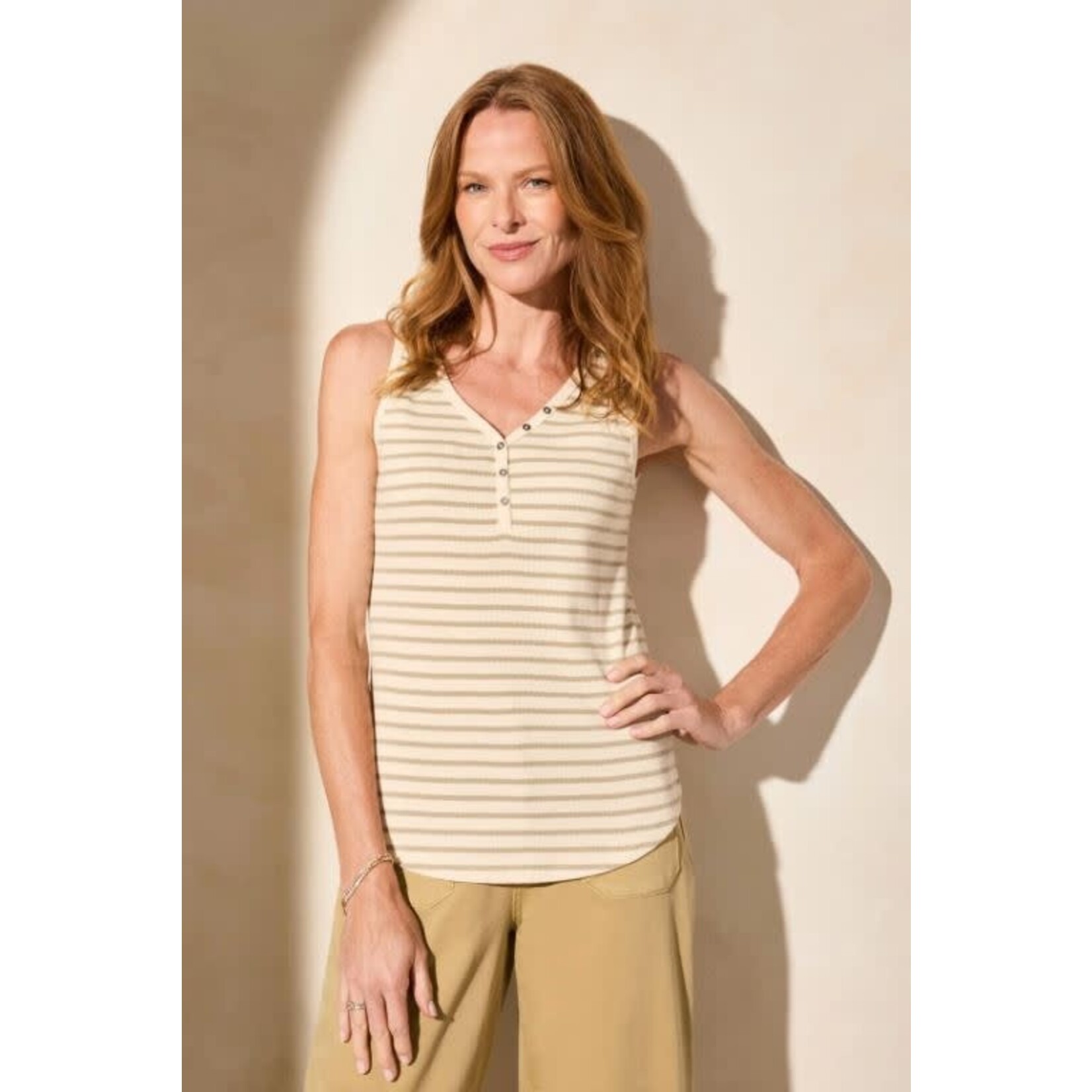 Tribal Henley Tank With Buttons