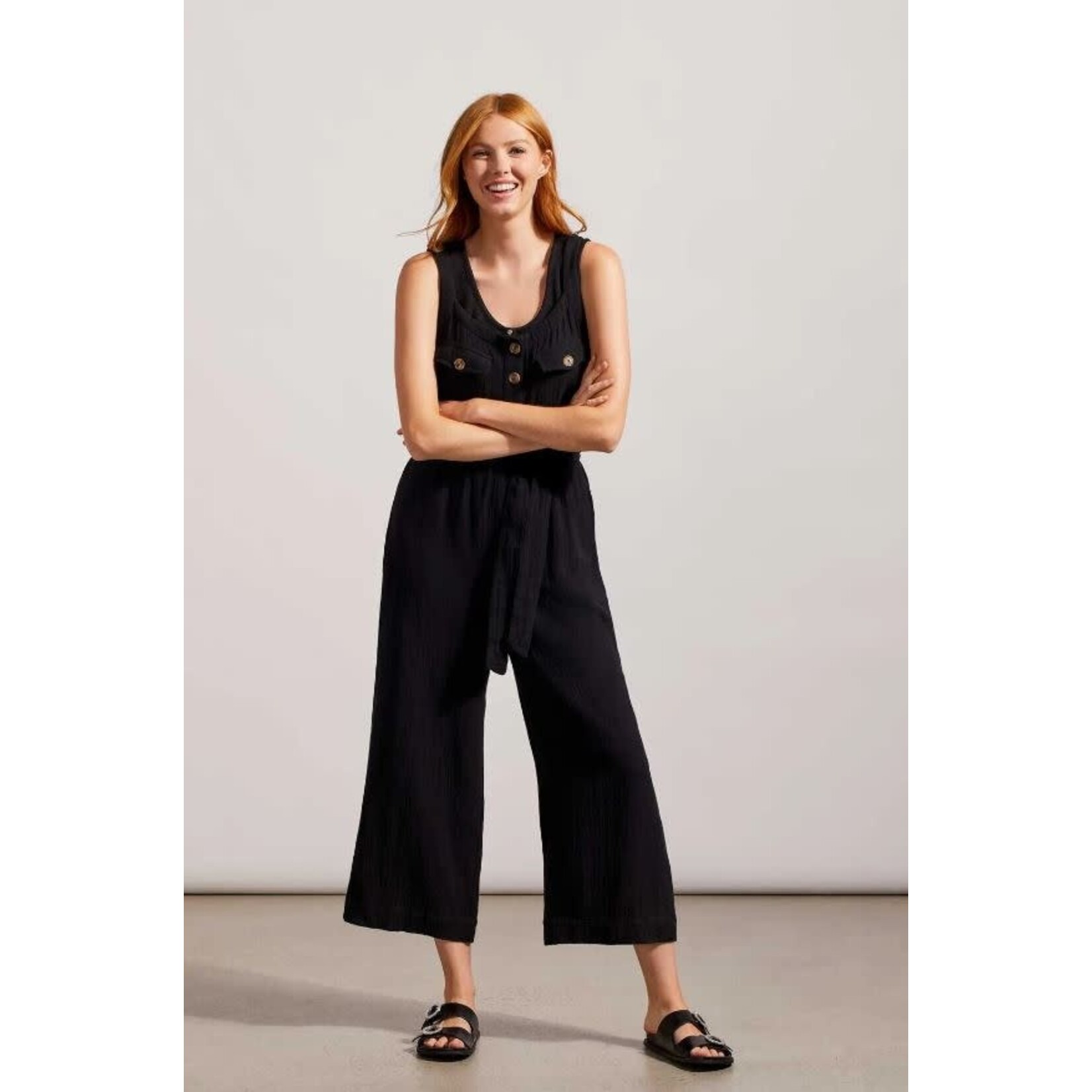 Tribal Button Front Jumpsuit With Sash