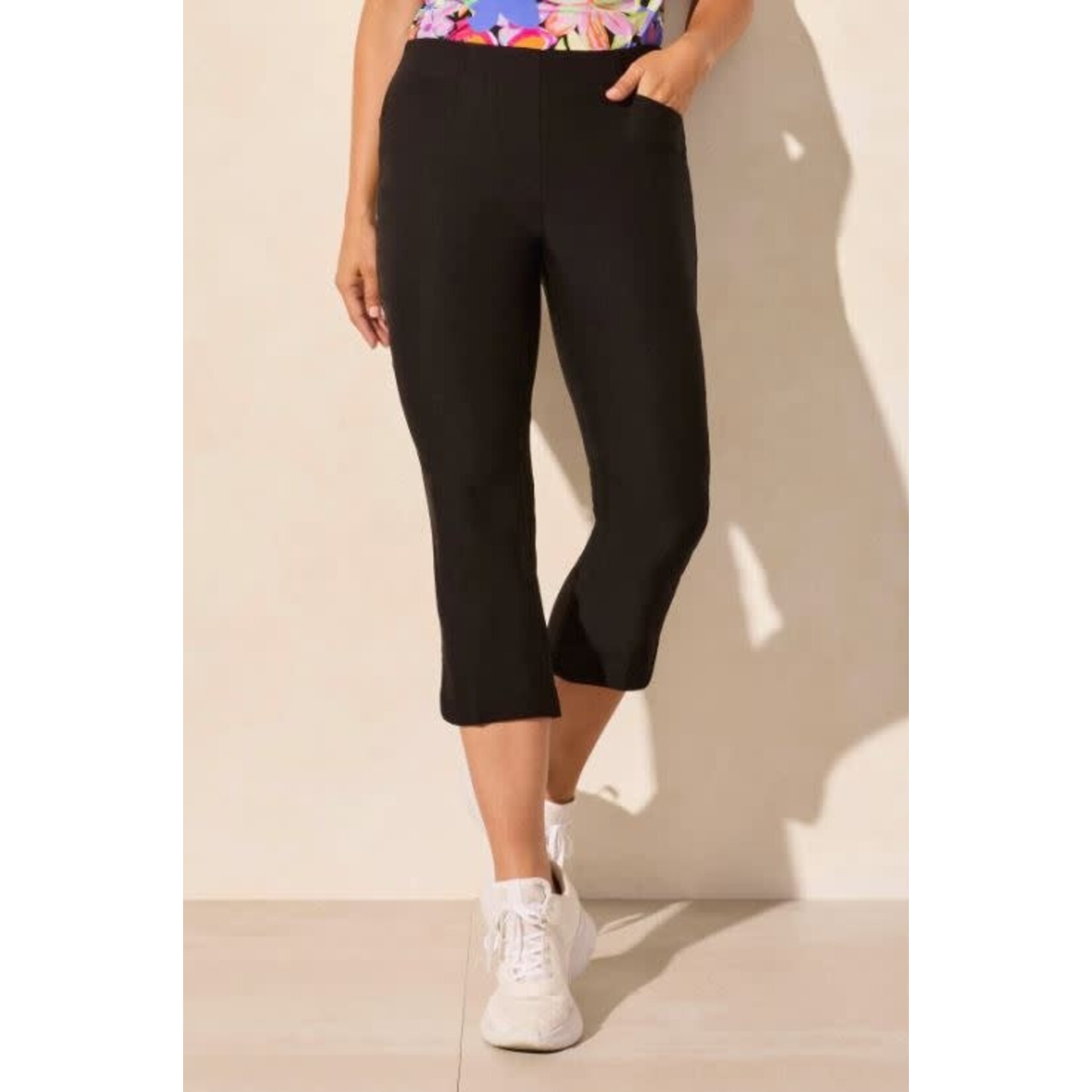 Tribal Flatten It Pull On Slit Hem Capri