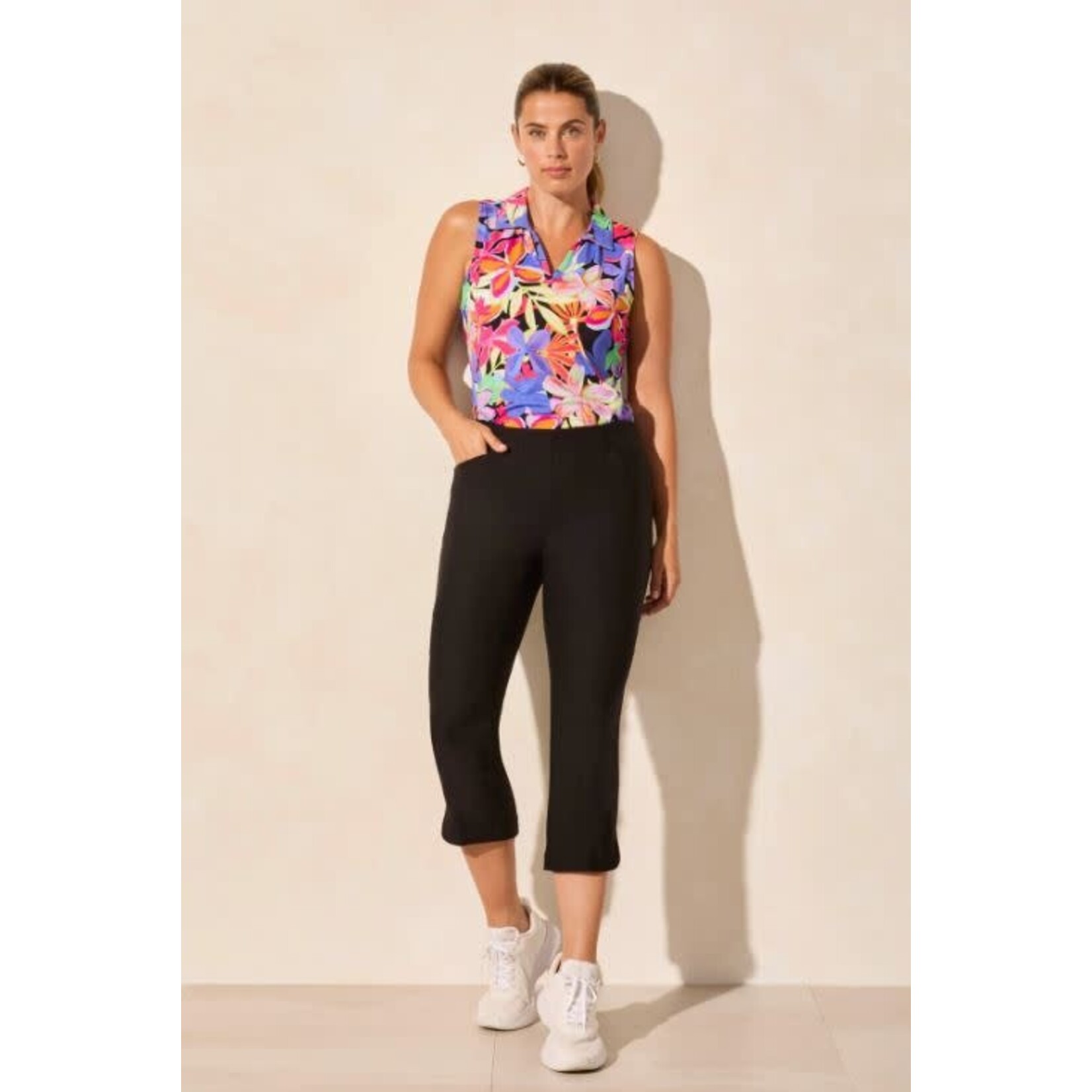 Tribal Flatten It Pull On Slit Hem Capri