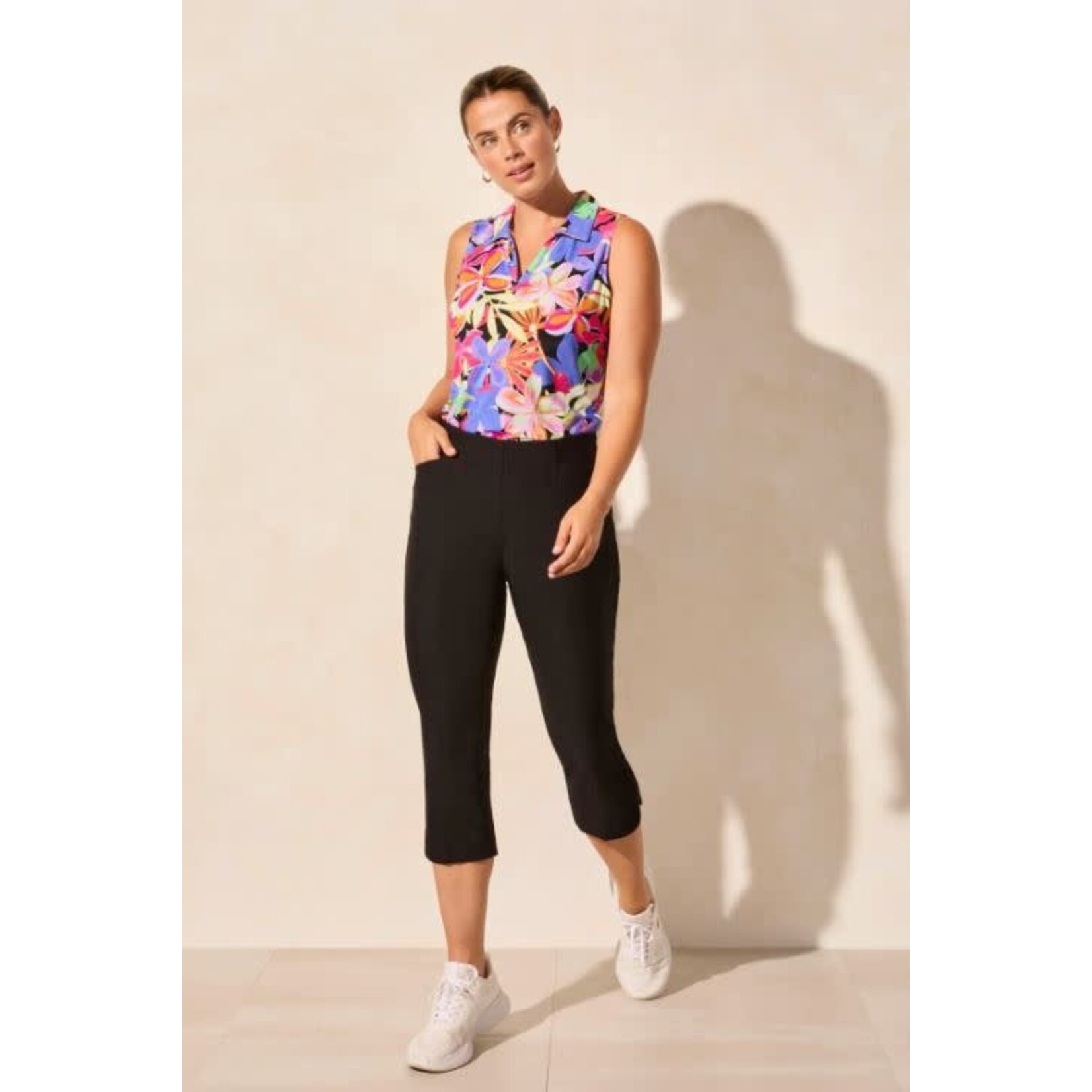 Tribal Flatten It Pull On Slit Hem Capri