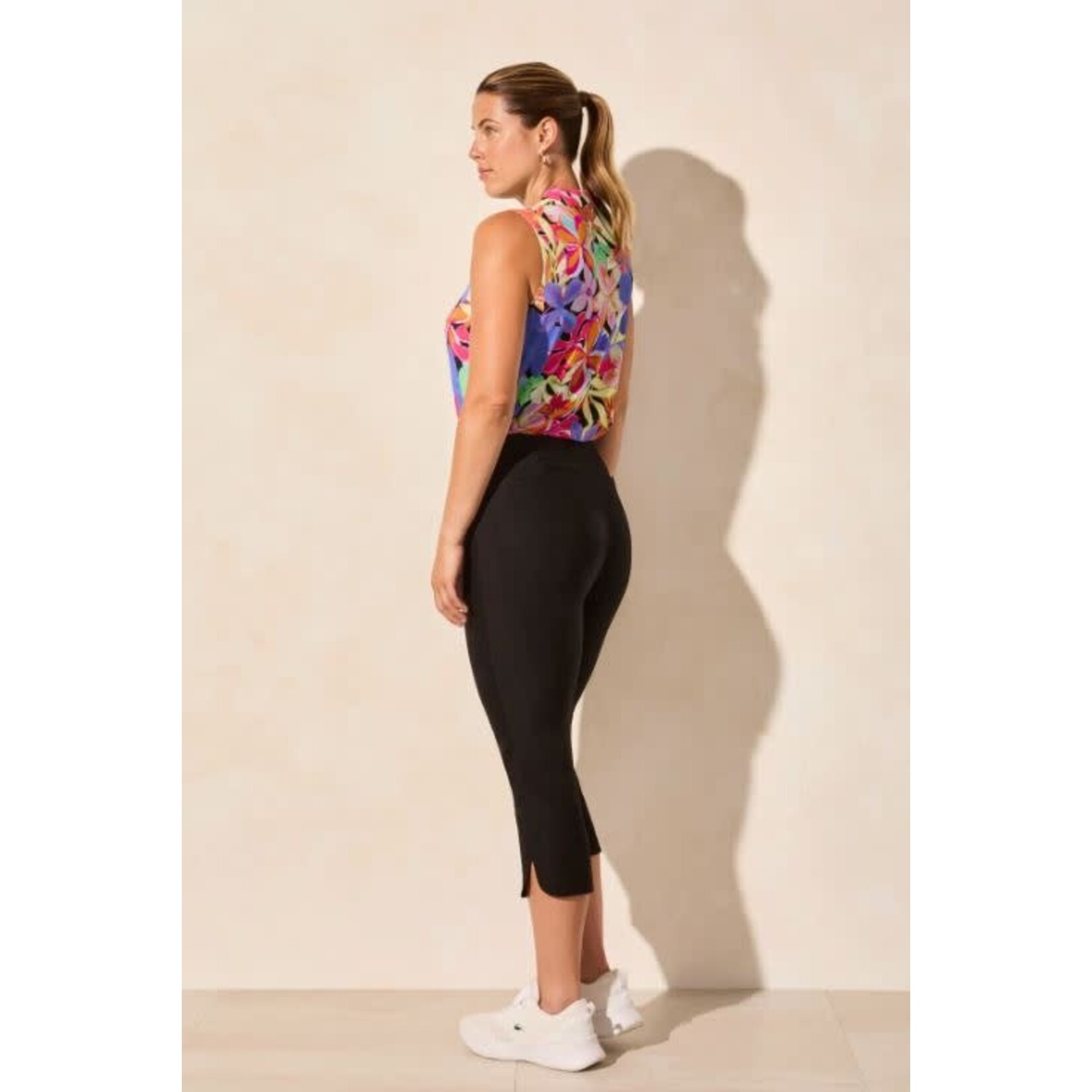 Tribal Flatten It Pull On Slit Hem Capri