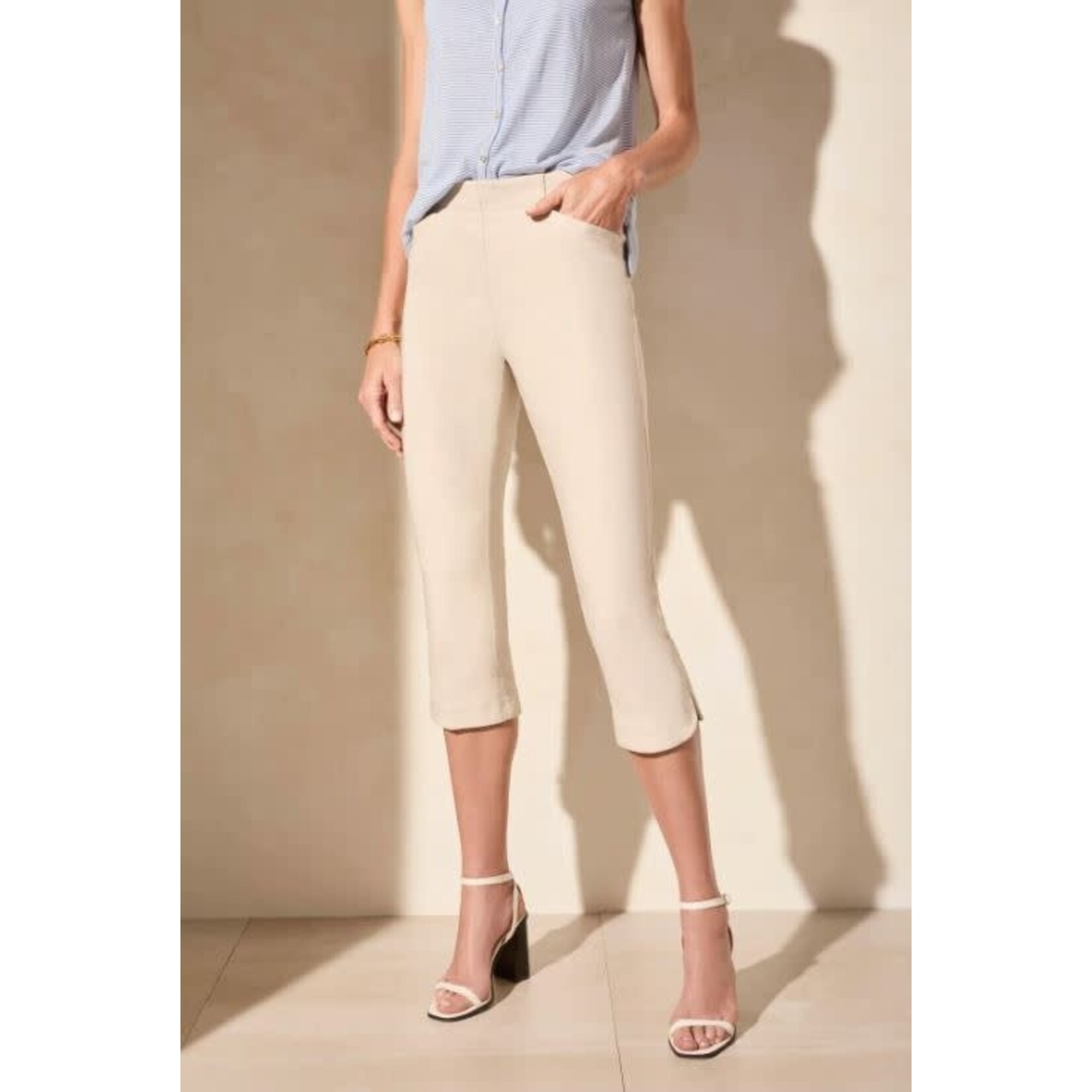 Tribal Flatten It Pull On Slit Hem Capri