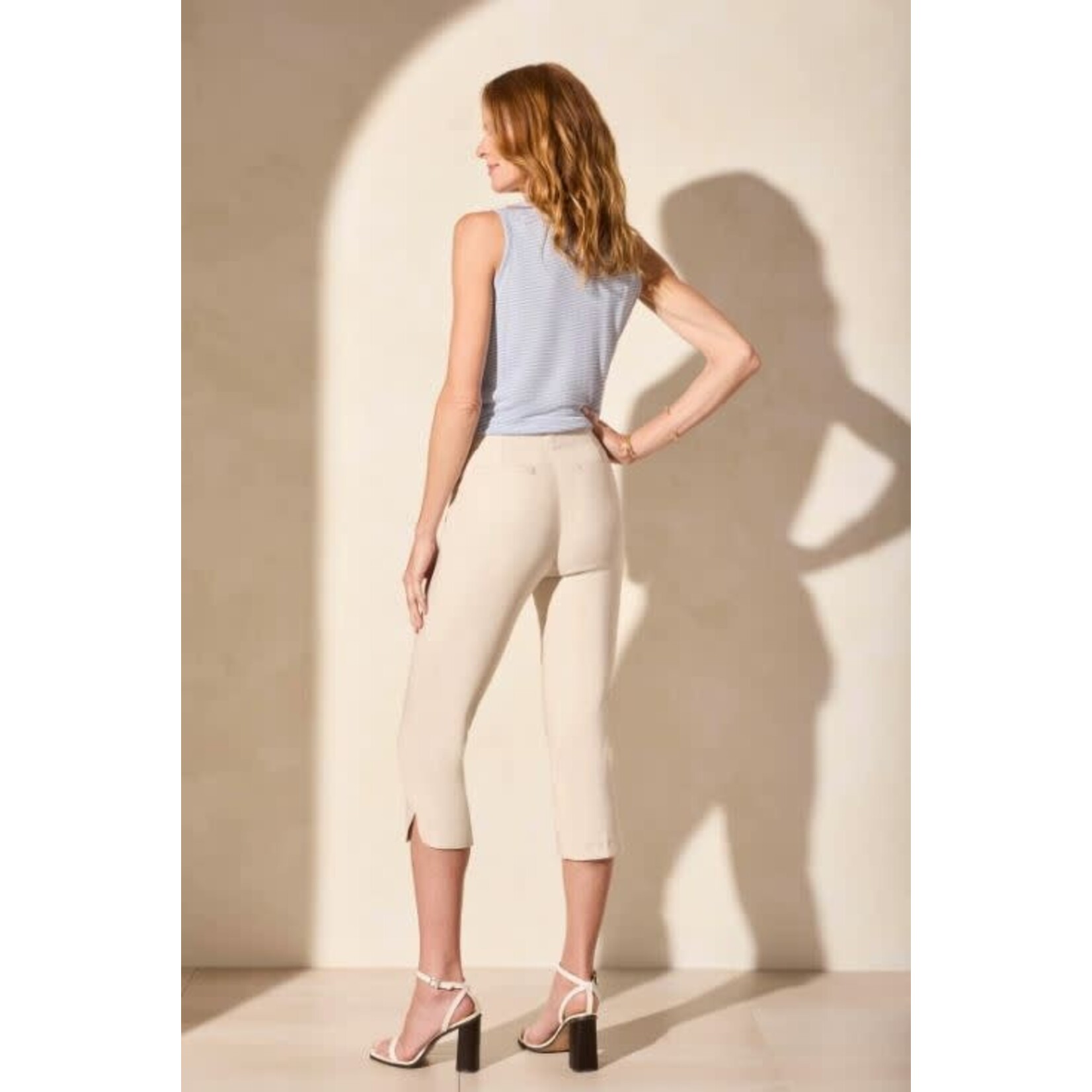 Tribal Flatten It Pull On Slit Hem Capri