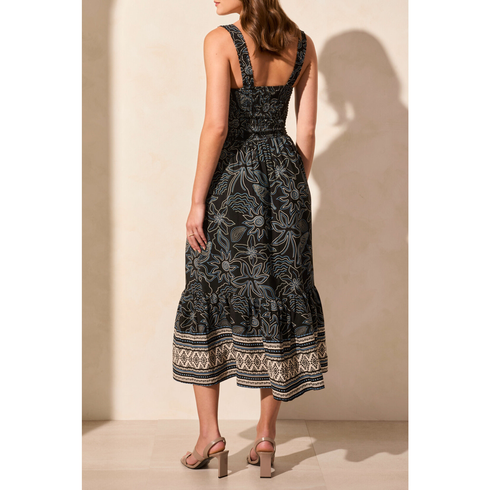 Tribal Sleeveless Dress With Ruching