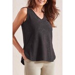 Tribal Textured V-Neck Curved Hem Tank