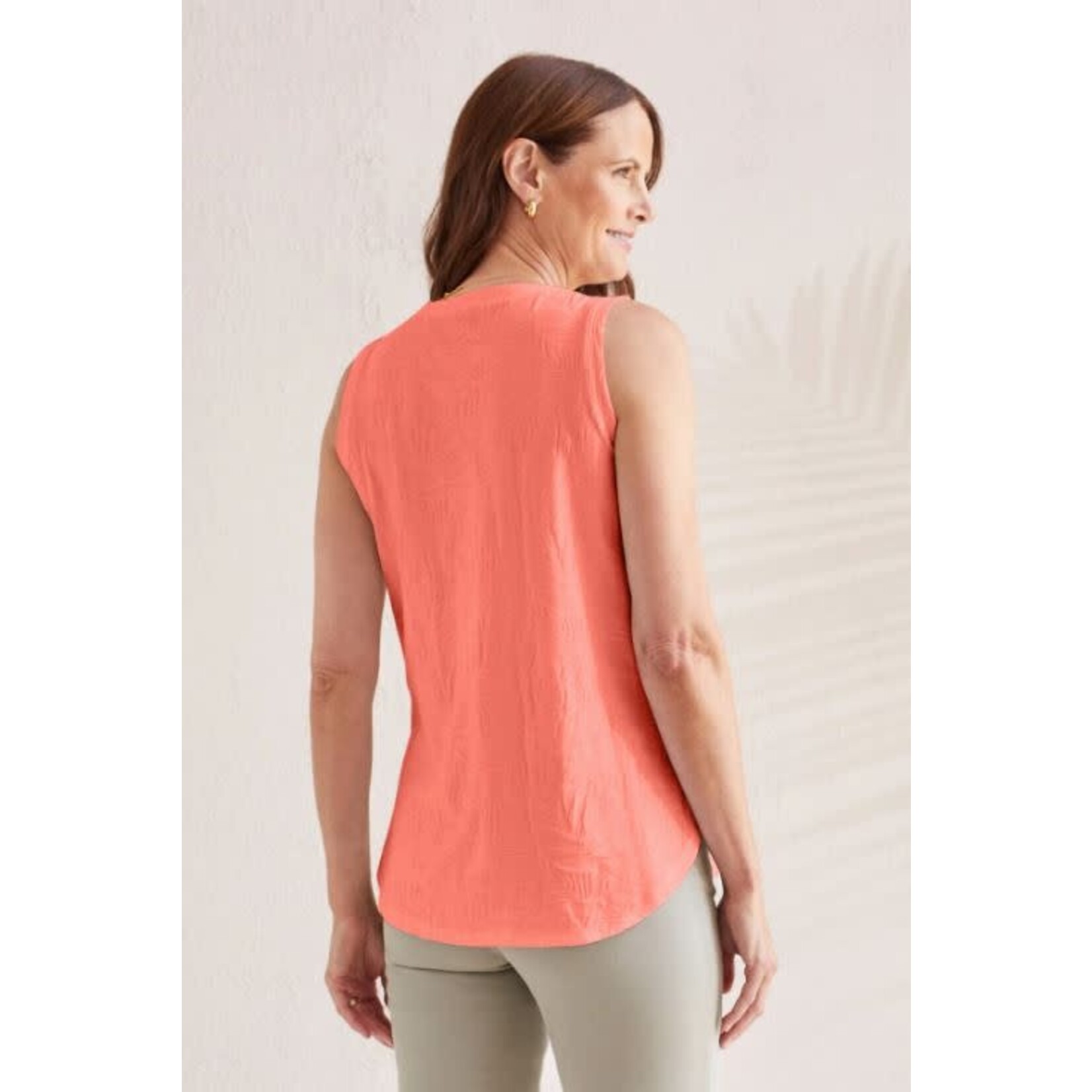 Tribal Textured V-Neck Curved Hem Tank