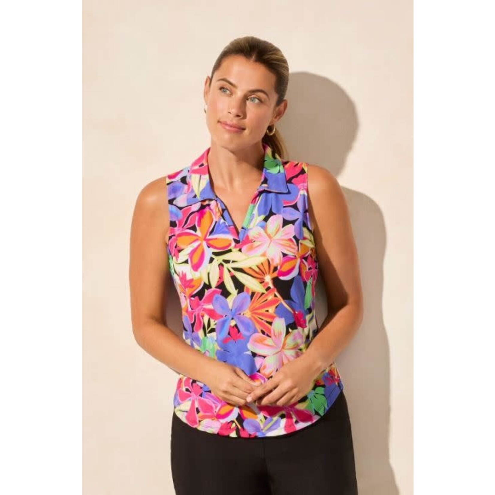 Tribal Sleeveless Polo Top