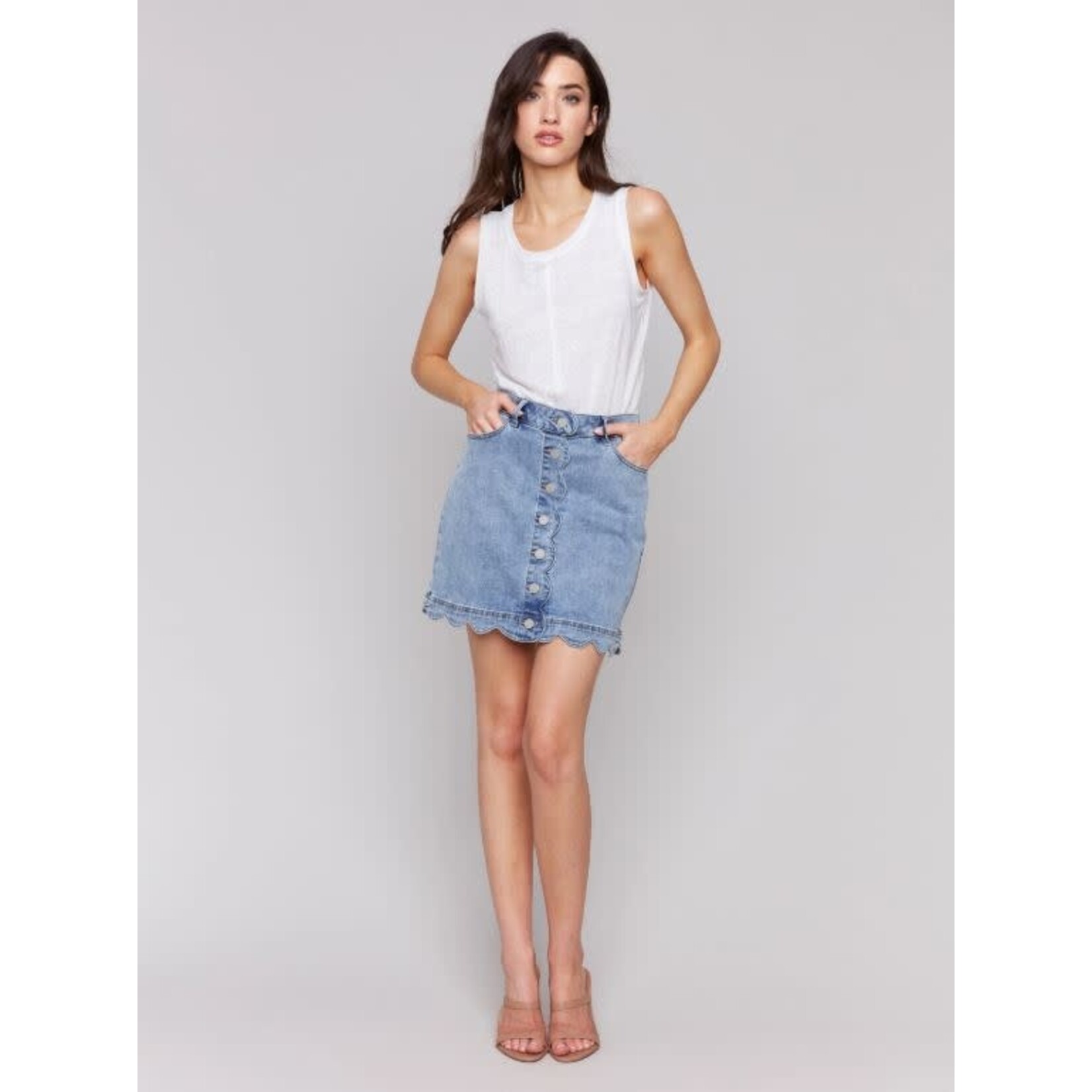 Charlie B Scalloped Hem Skirt
