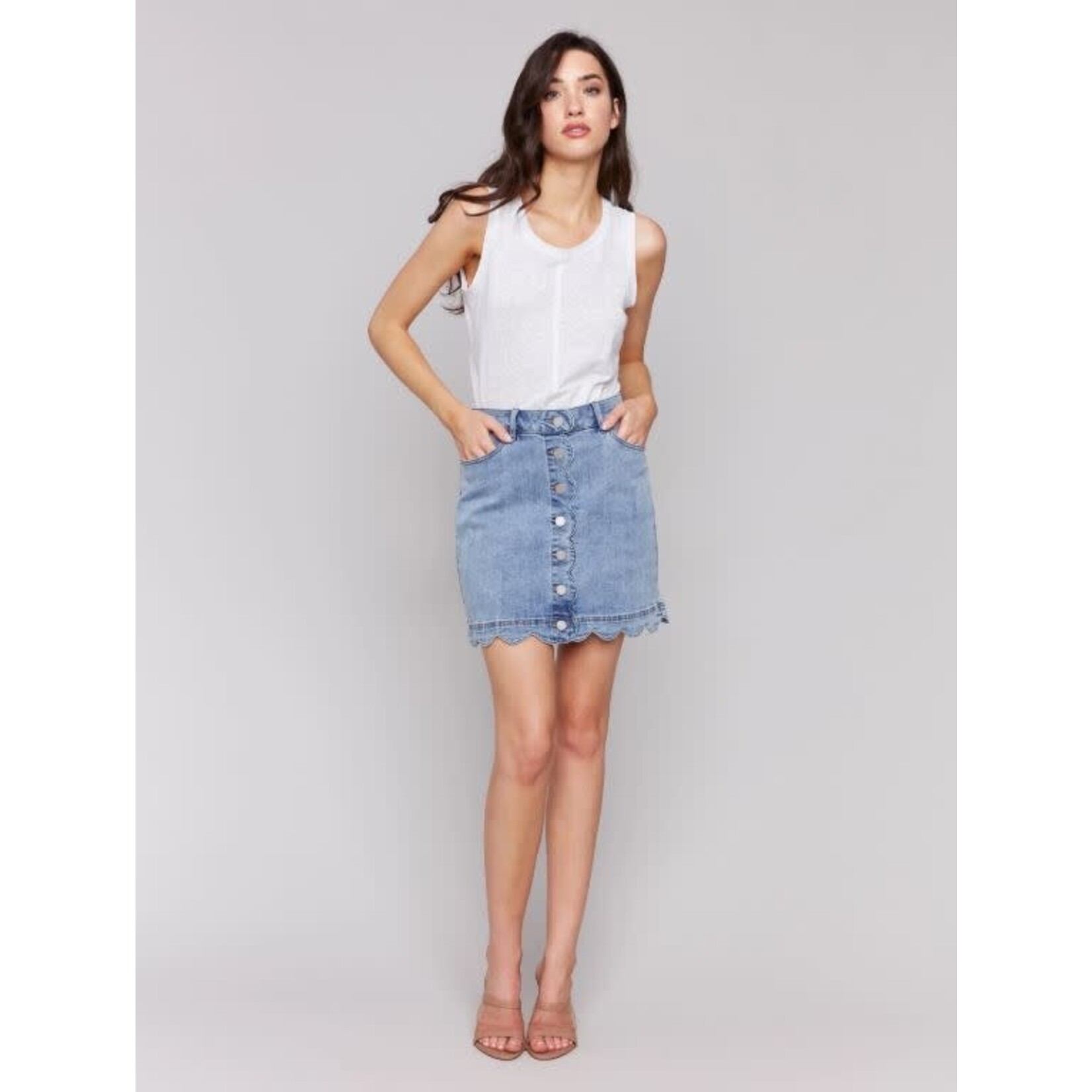 Charlie B Scalloped Hem Skirt
