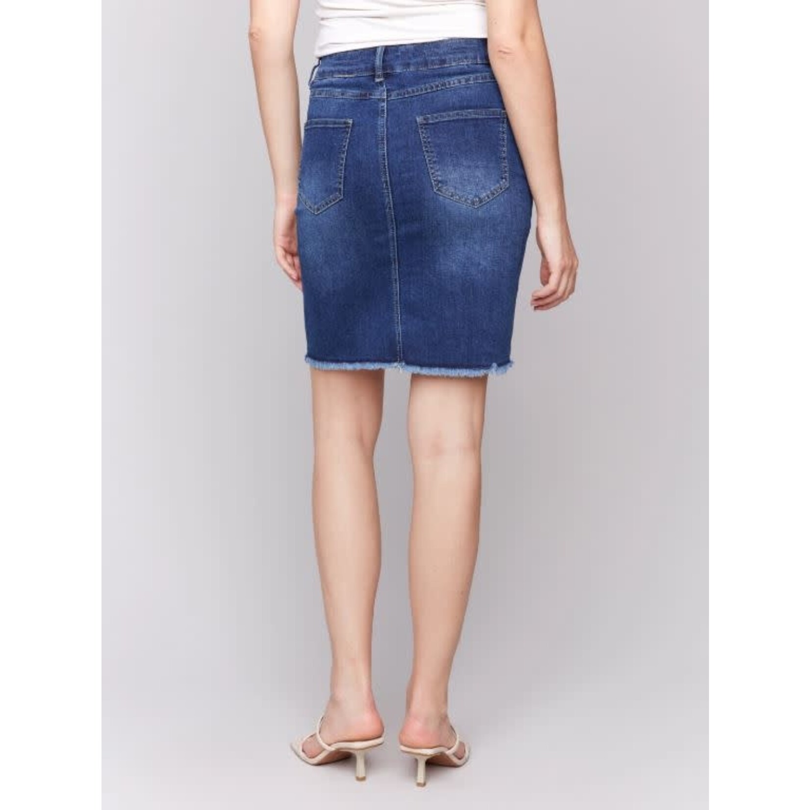 Charlie B Frayed Hem Denim Skirt