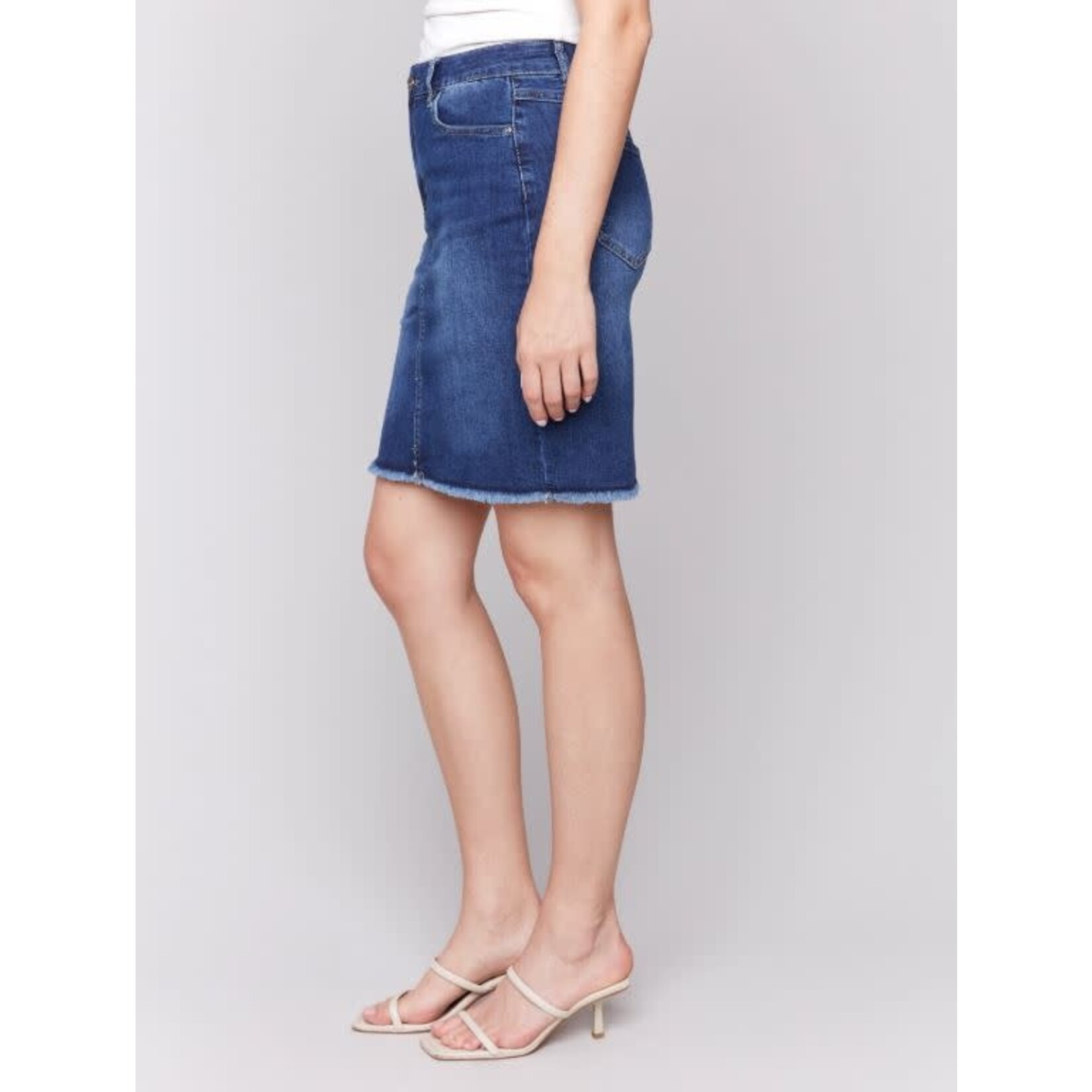 Charlie B Frayed Hem Denim Skirt