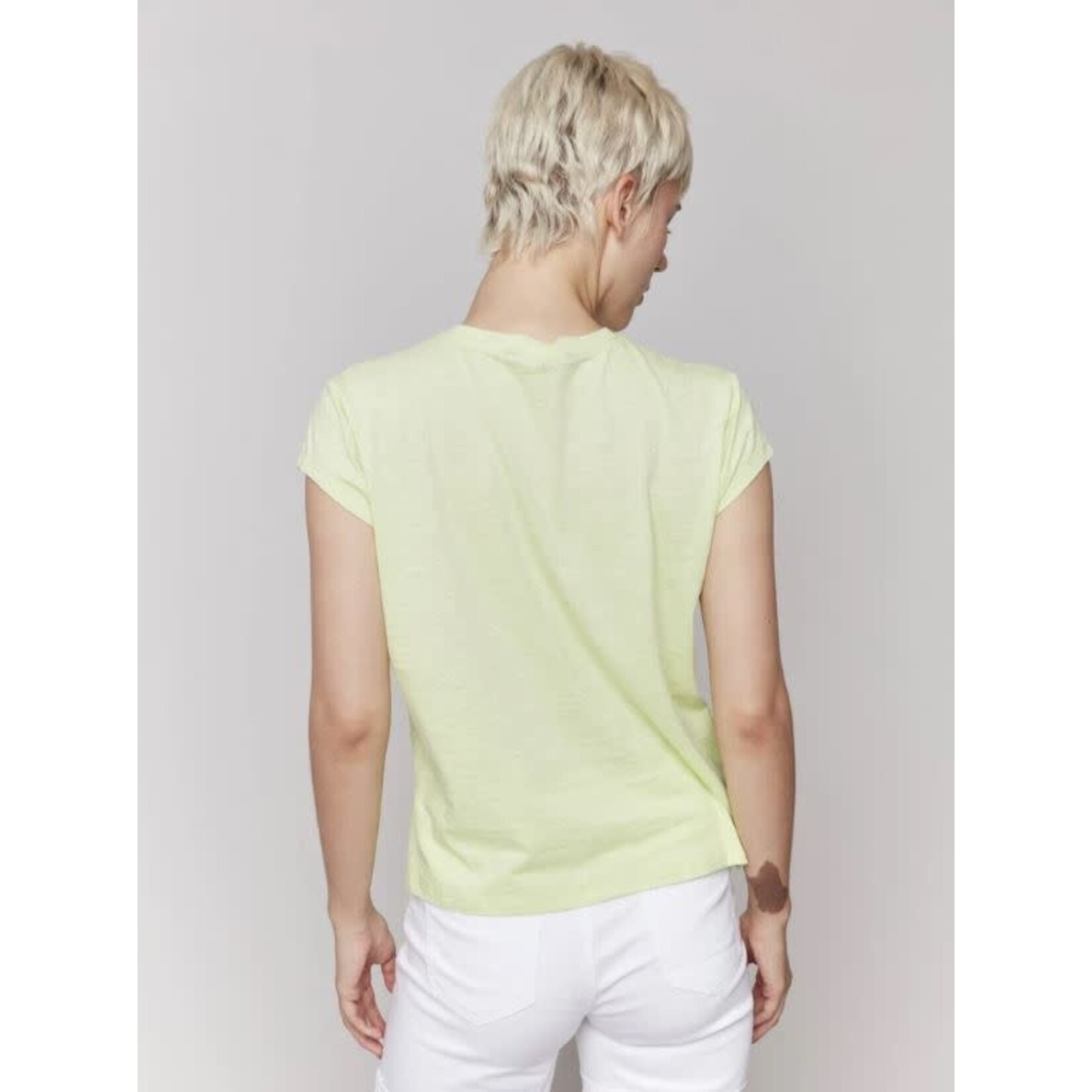 Charlie B Cap Sleeve Tee With Pocket And Slit