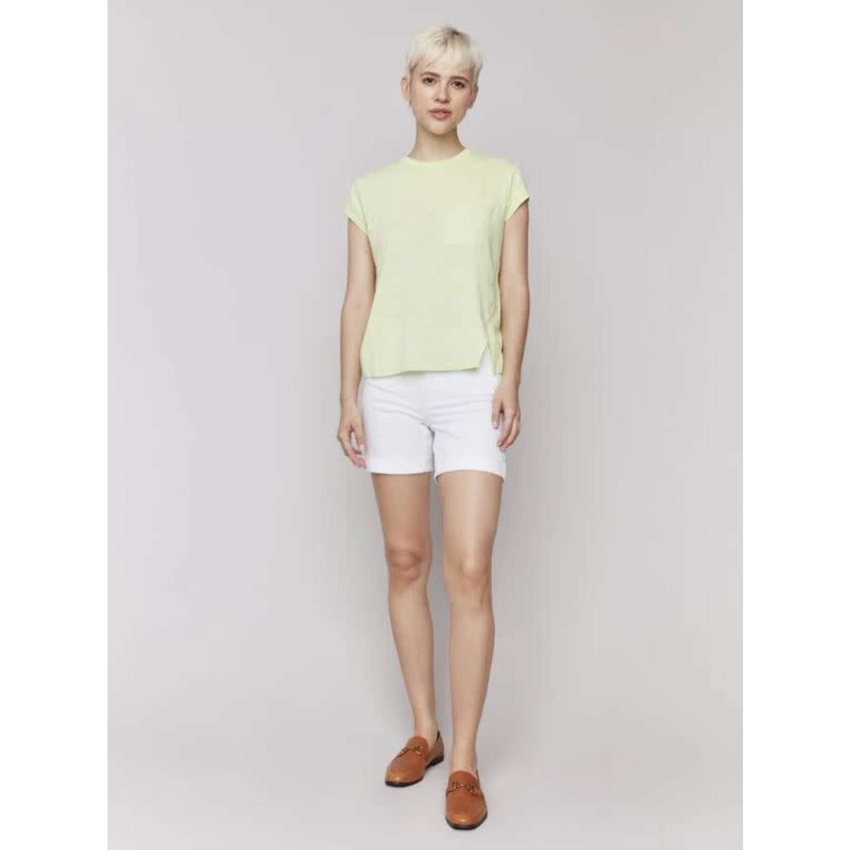 Charlie B Cap Sleeve Tee With Pocket And Slit