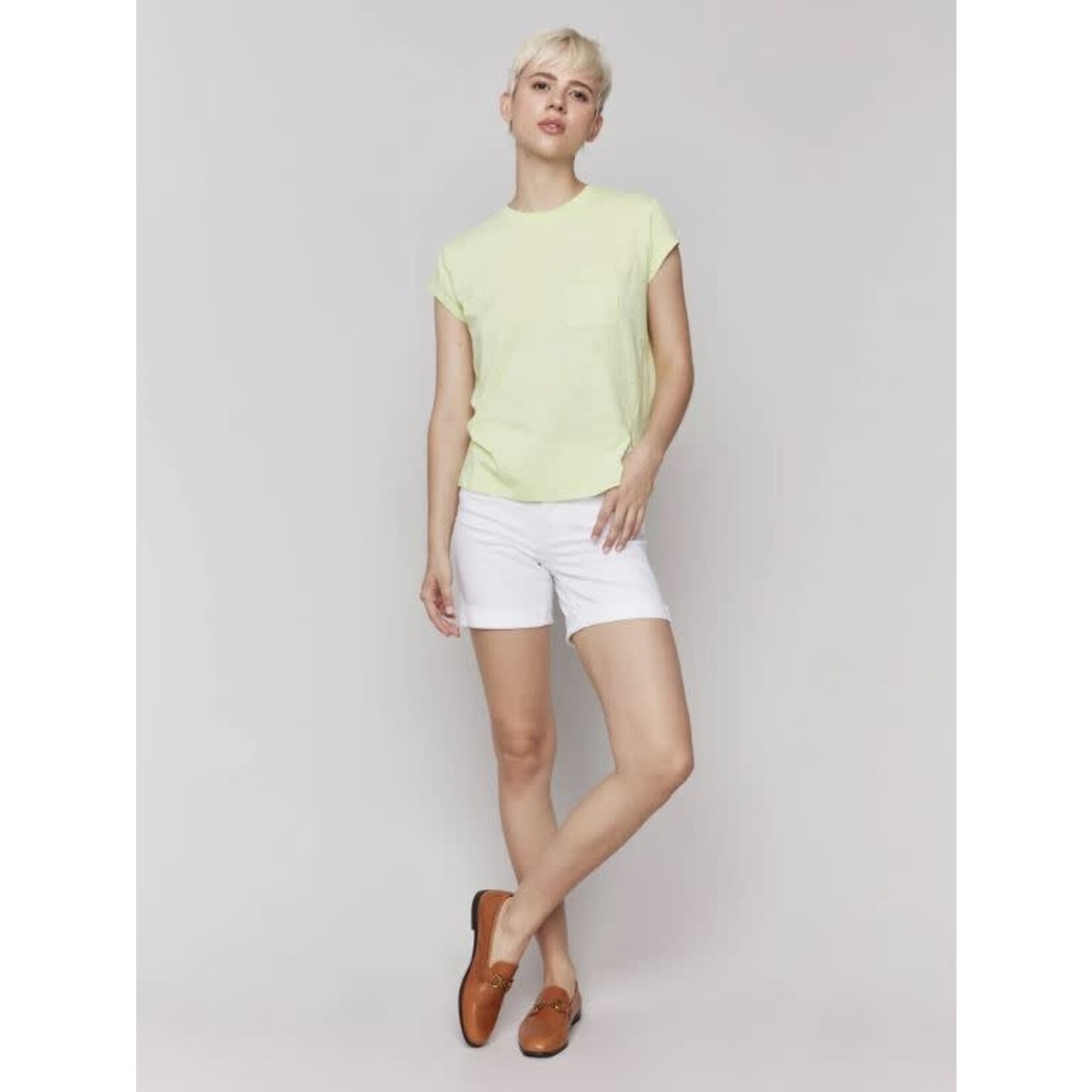 Charlie B Cap Sleeve Tee With Pocket And Slit