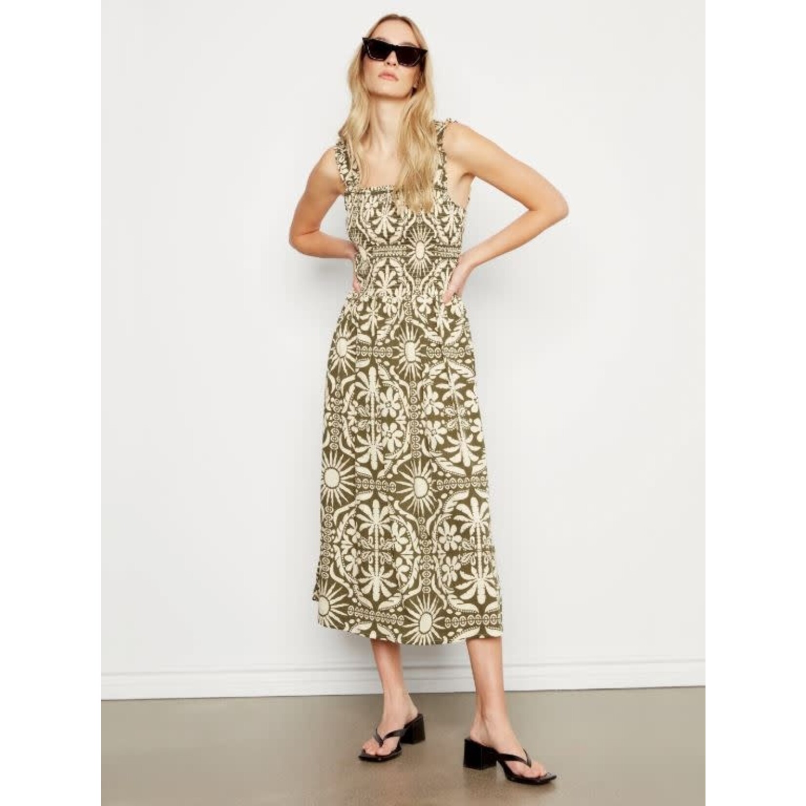 Charlie B Printed Sleeveless Dress With Shirring