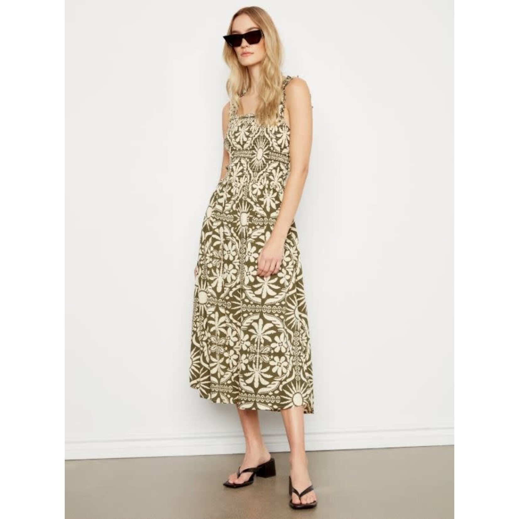 Charlie B Printed Sleeveless Dress With Shirring
