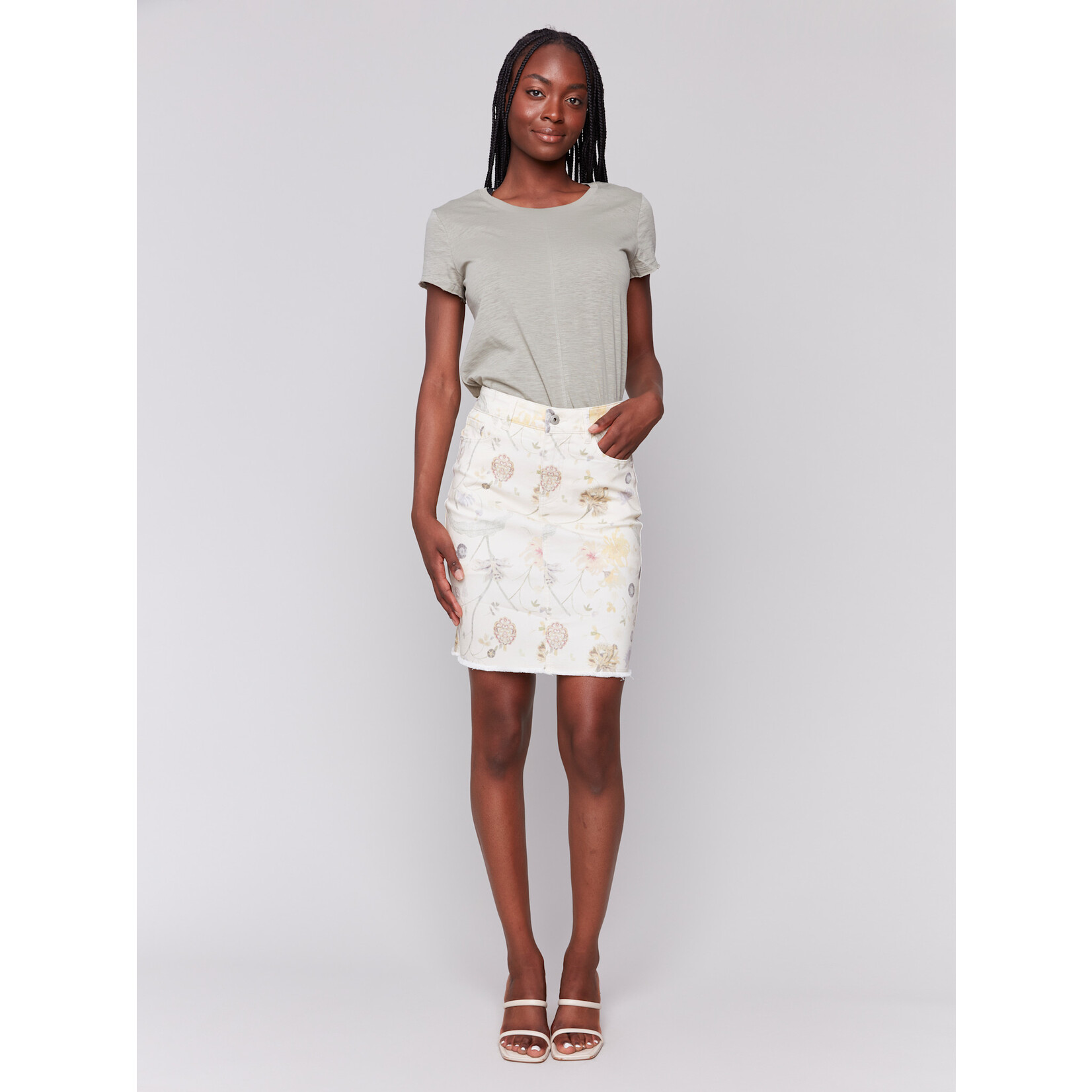 Charlie B Printed Denim Skort