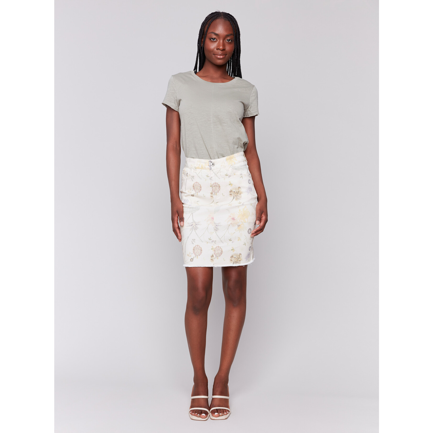Charlie B Printed Denim Skort
