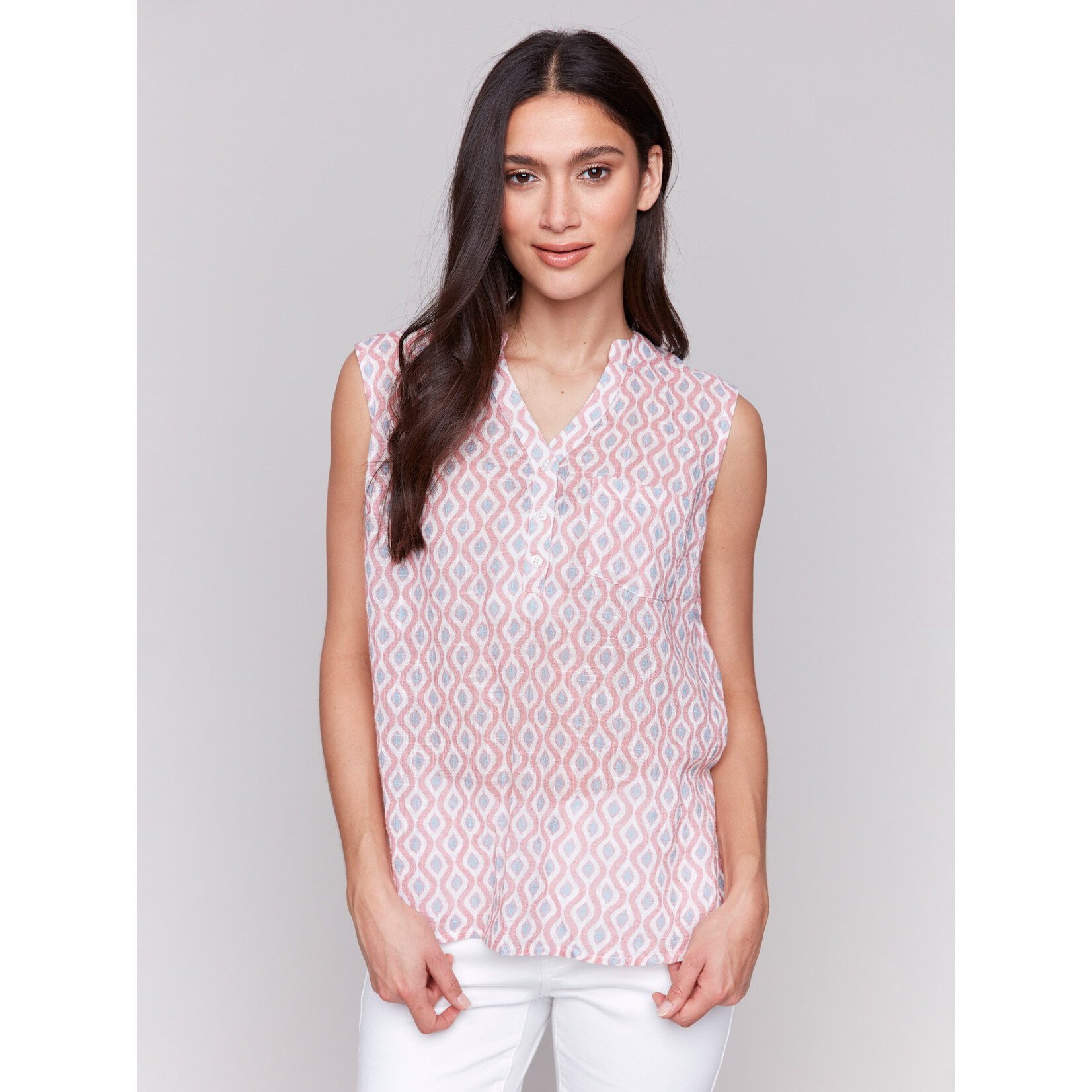 Charlie B Printed Tank With Chest Pocket