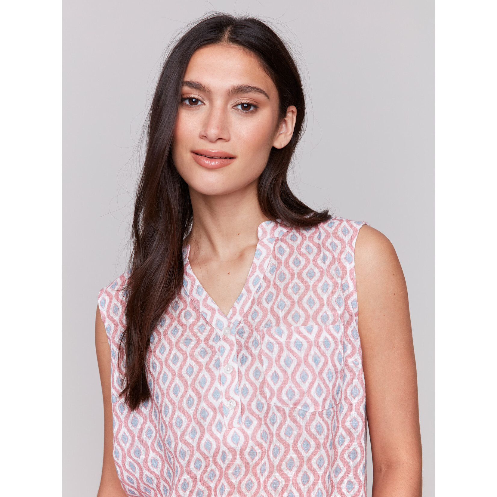 Charlie B Printed Tank With Chest Pocket