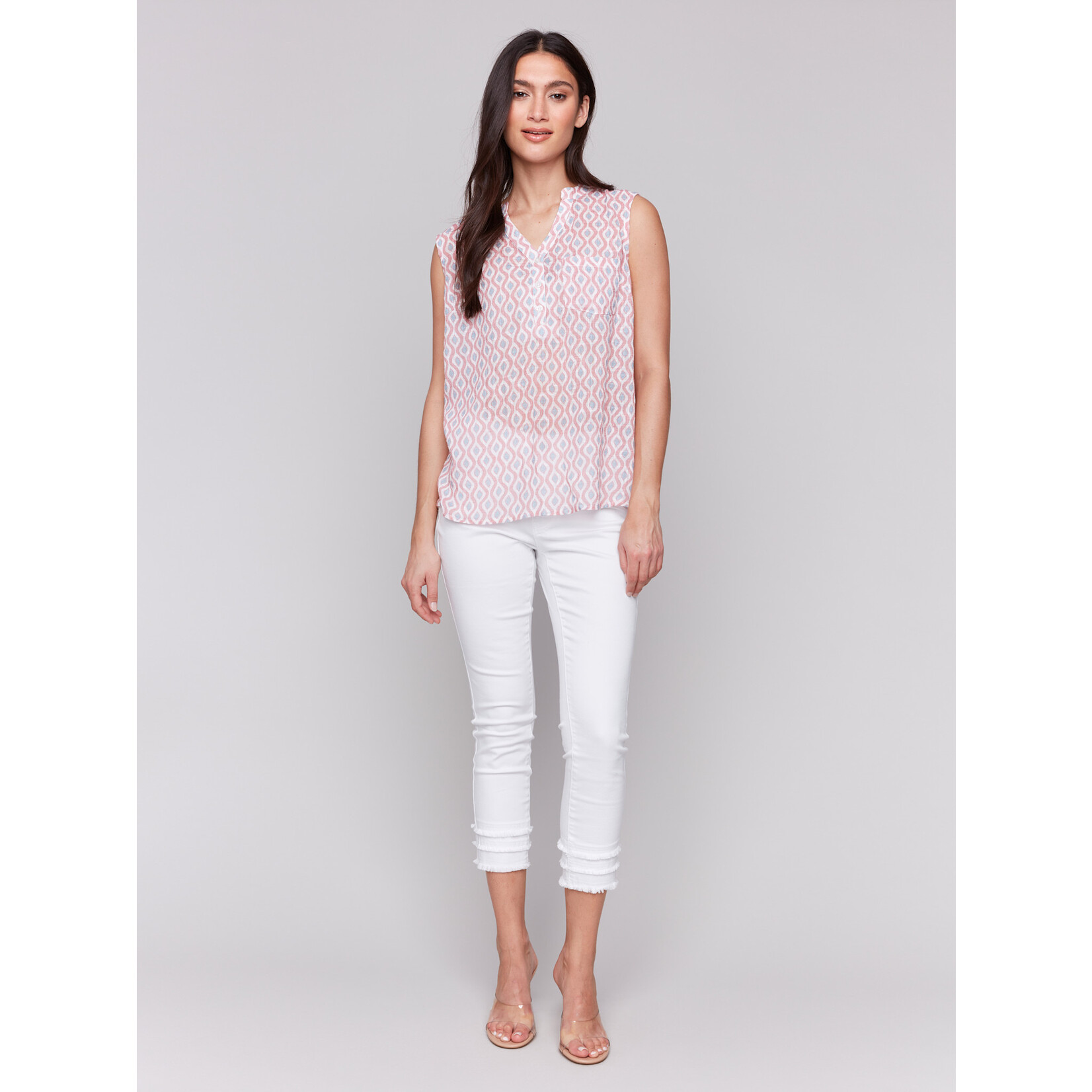 Charlie B Printed Tank With Chest Pocket