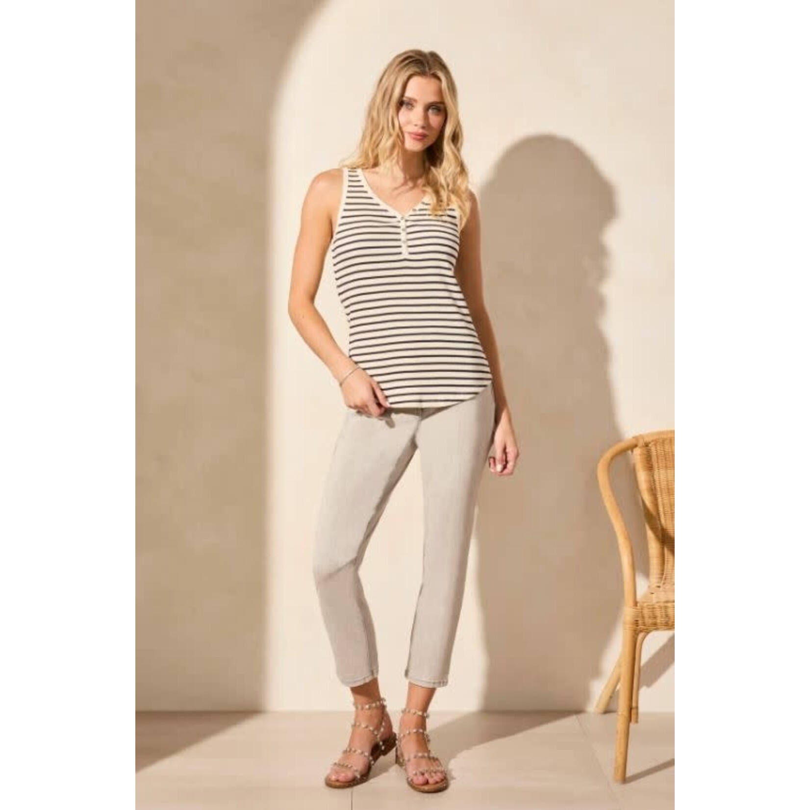 Tribal Henley Tank With Buttons