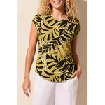 Tribal Cap Sleeve Top With Shirring