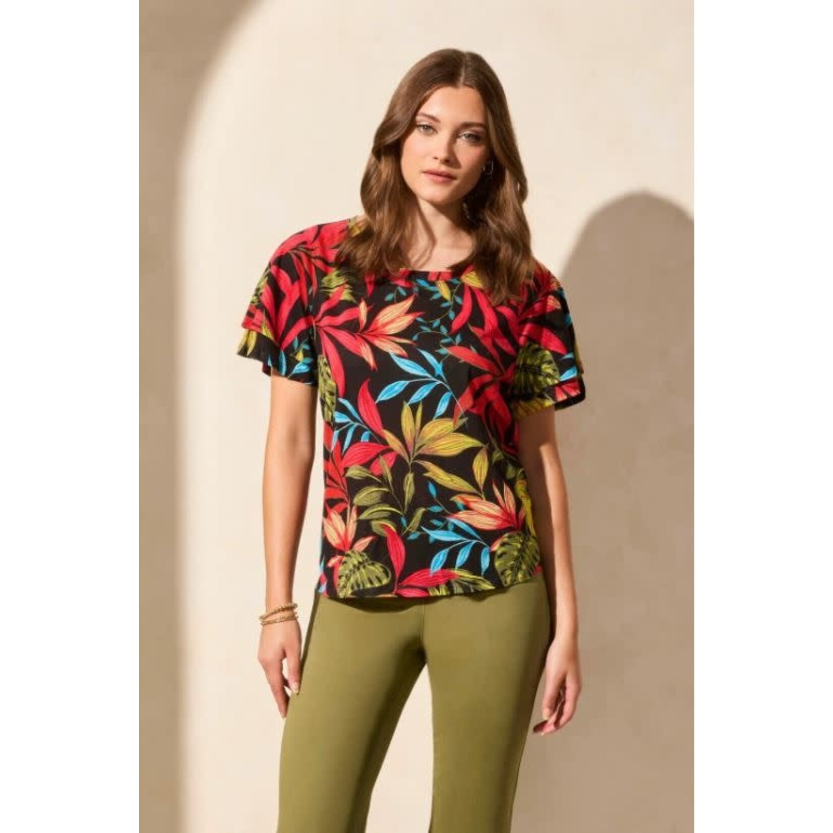 Tribal Ruffle Sleeve Top