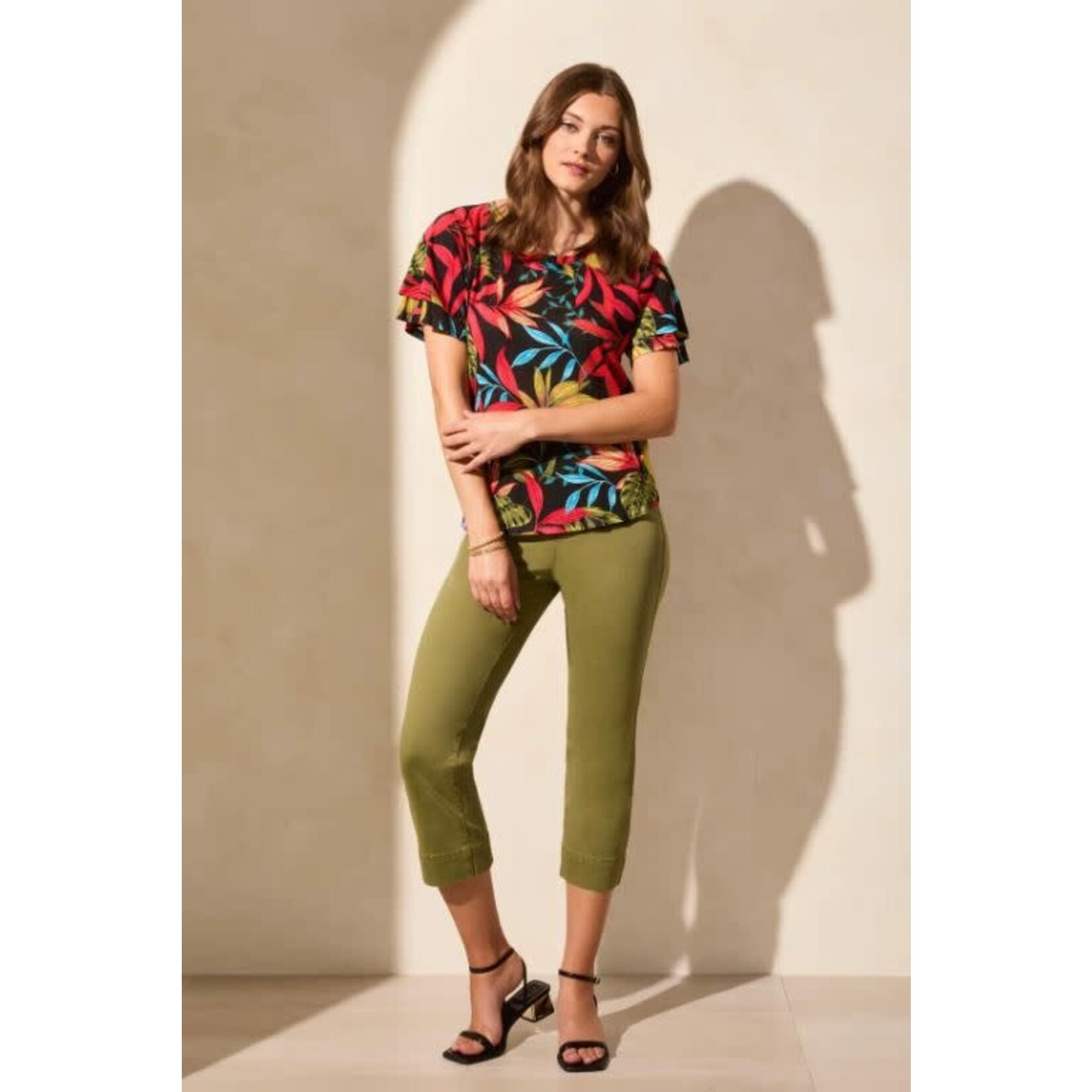 Tribal Ruffle Sleeve Top
