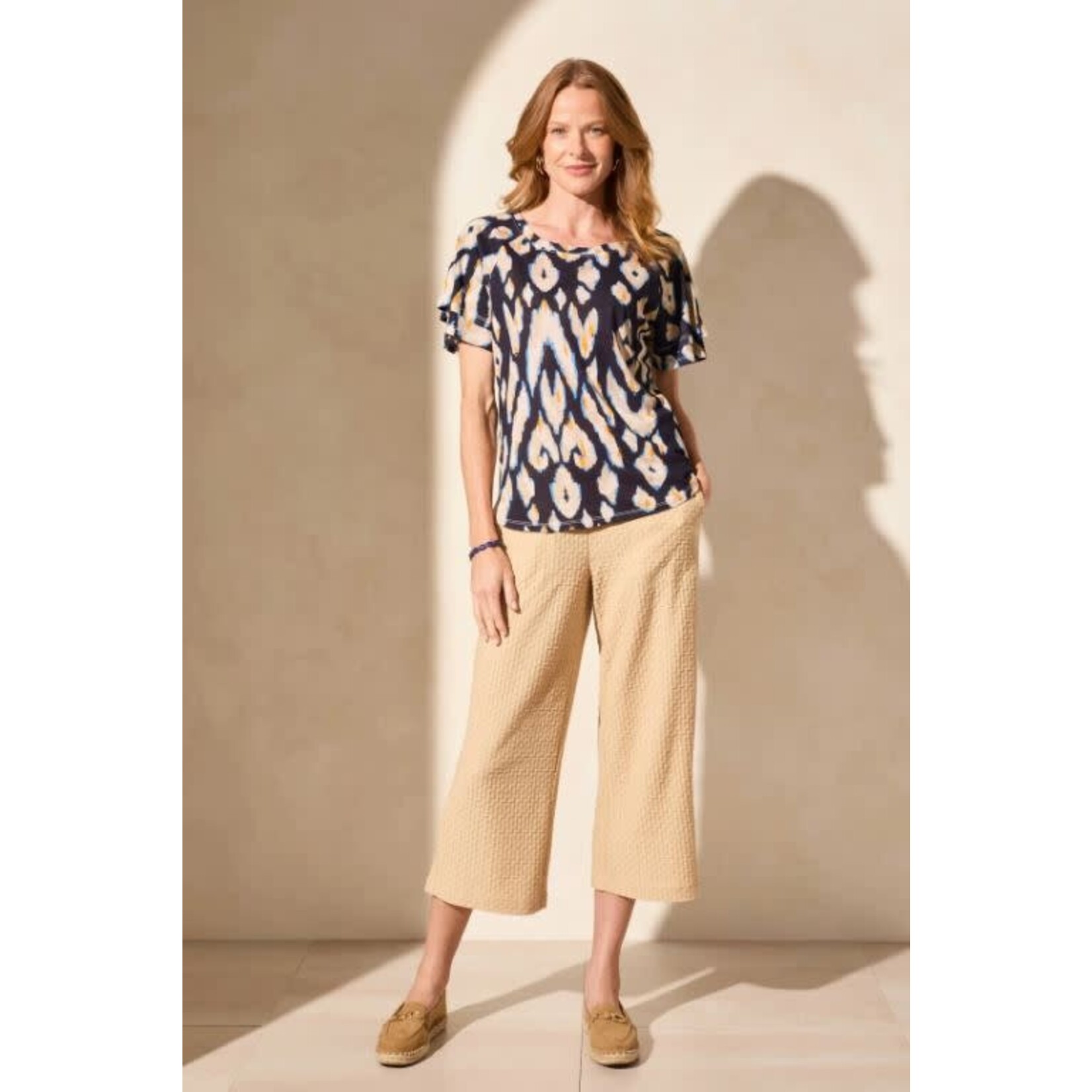 Tribal Ruffle Sleeve Top