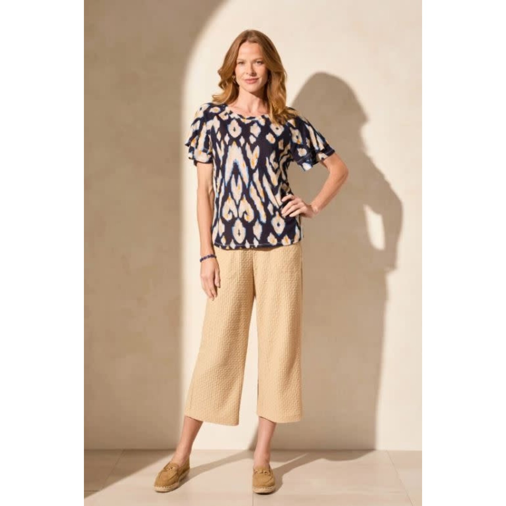 Tribal Ruffle Sleeve Top