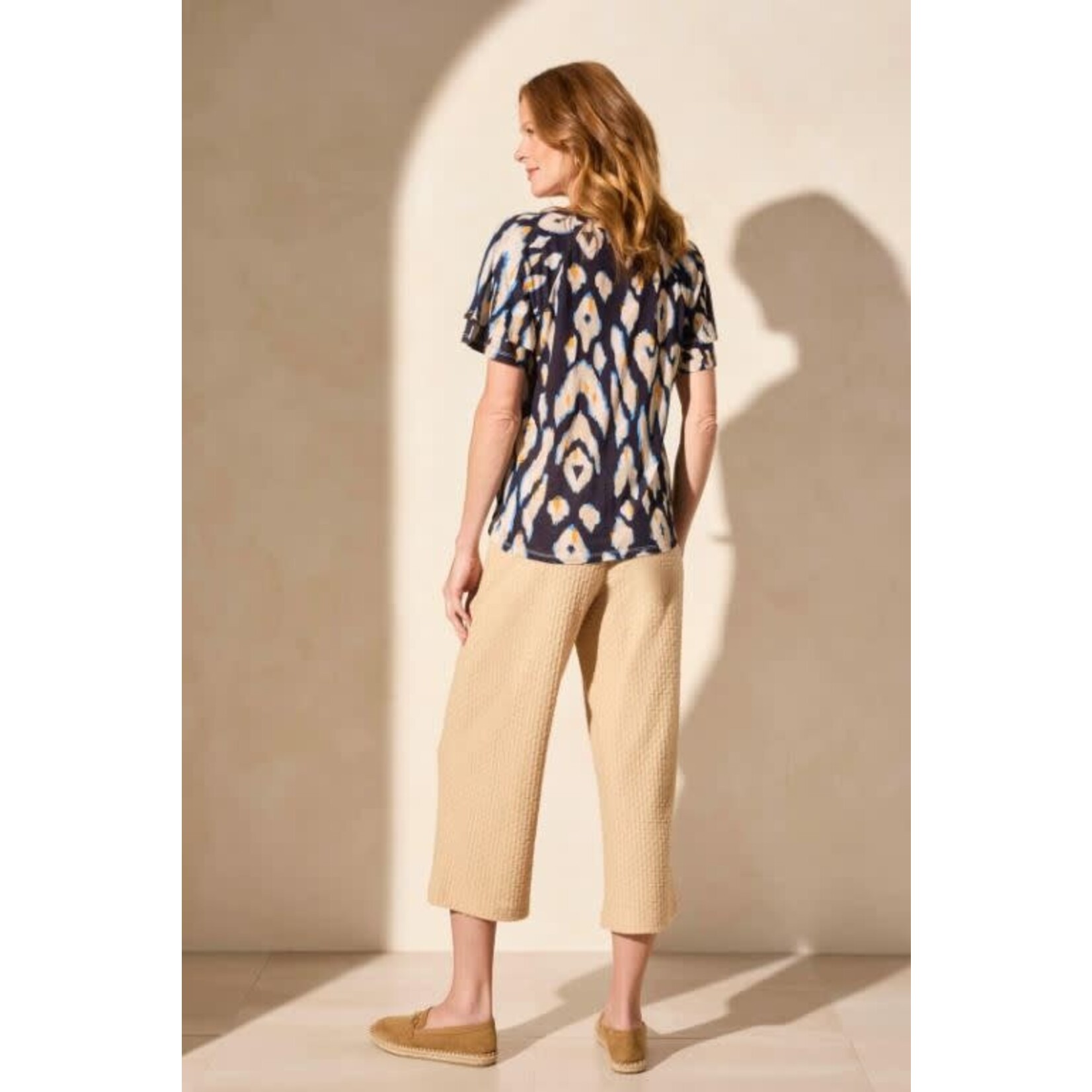 Tribal Ruffle Sleeve Top
