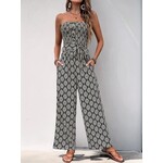 GGS Button Detail Printed Strapless Jumpsuit