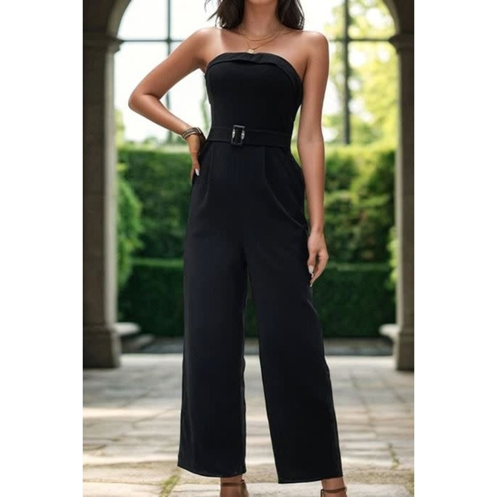 GGS Belted Strapless Jumpsuit