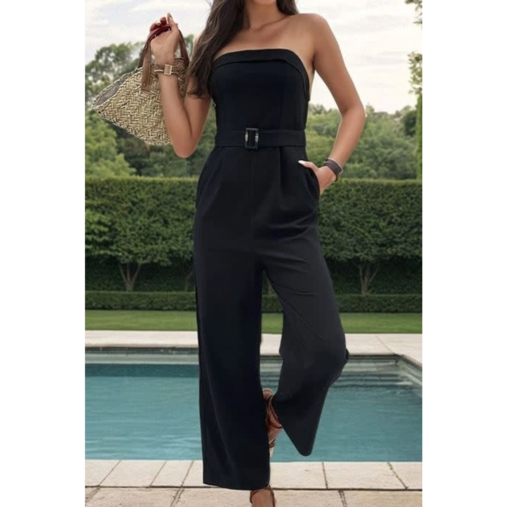 GGS Belted Strapless Jumpsuit