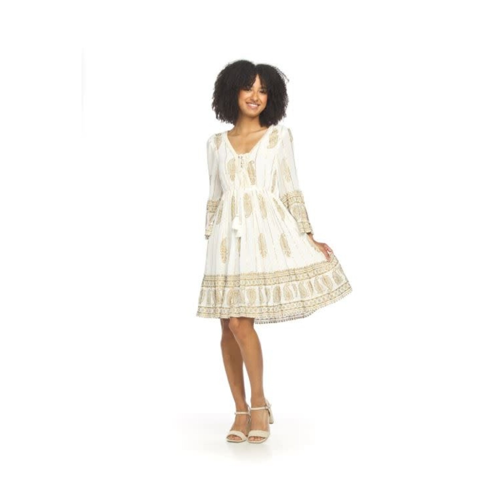 Papillon Paisley Dress With Lace Up Neckline