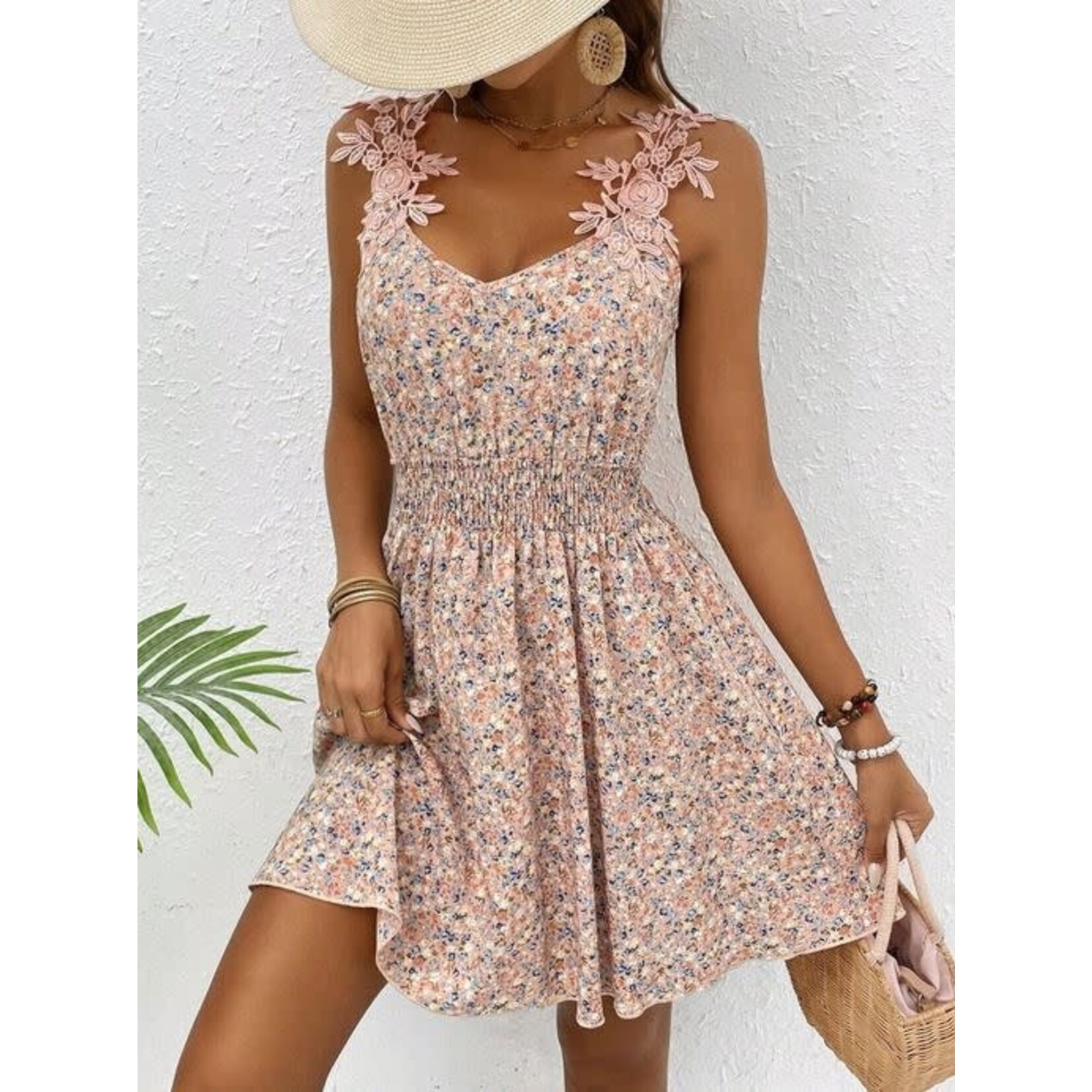 ePretty Floral Print Crochet Detail Dress