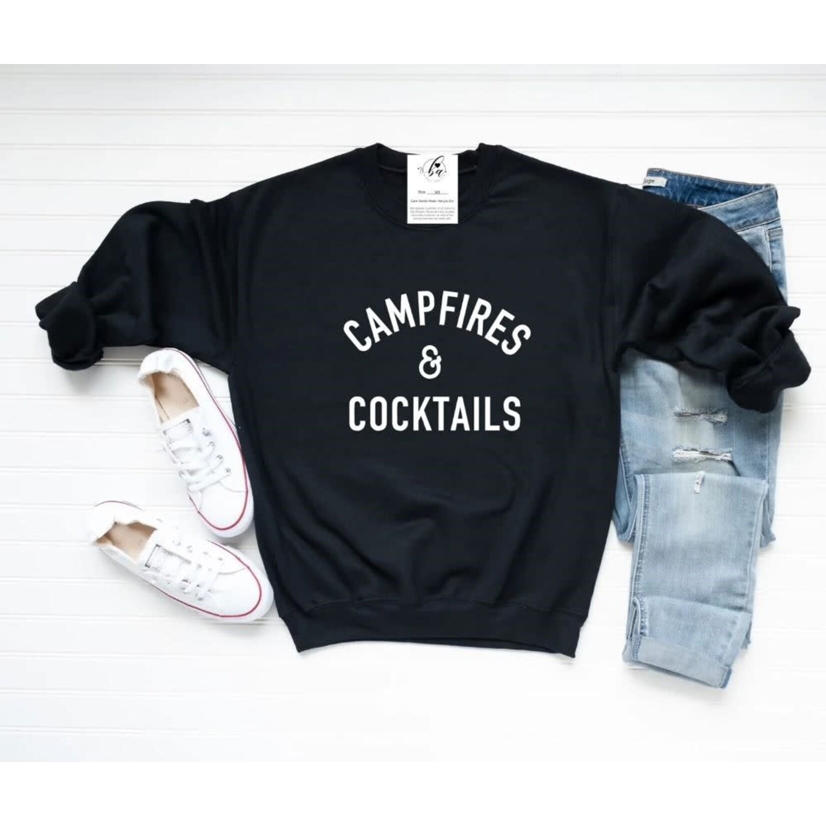 Blonde Ambition Campfires & Cocktails Cozy Crew Black