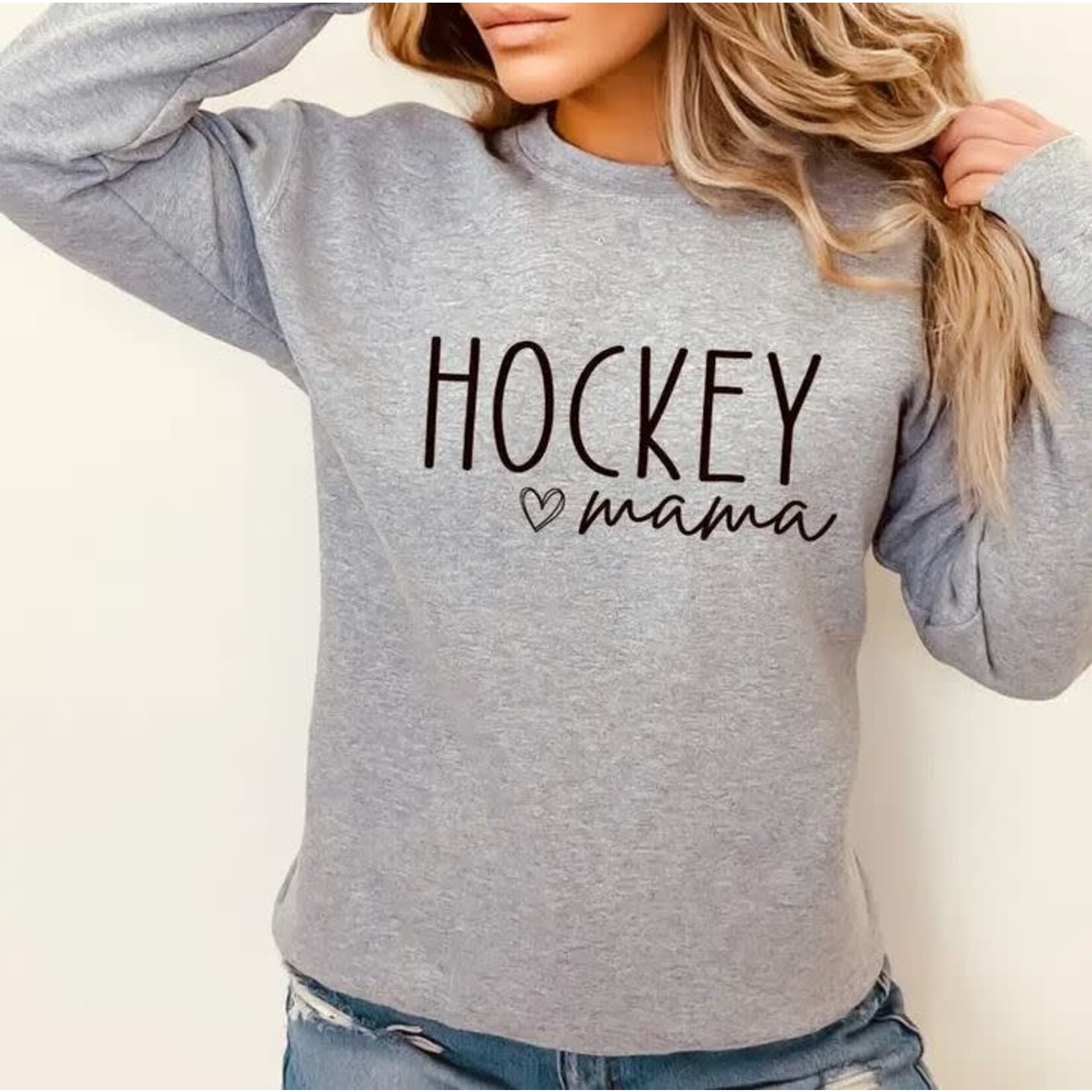 Rustic Girls Hockey Mama Crew Grey