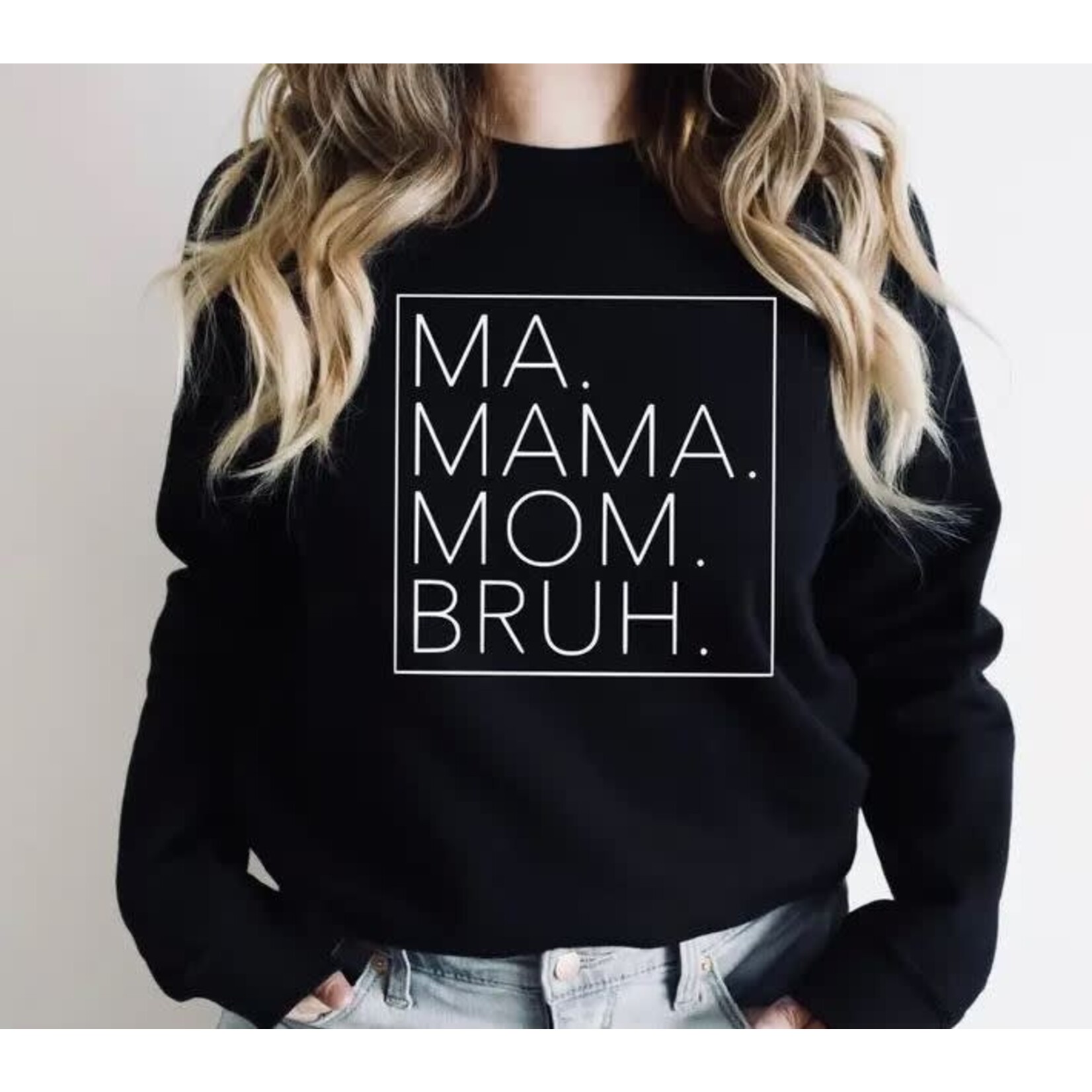 Rustic Girls Ma Mama Mom Crew Black