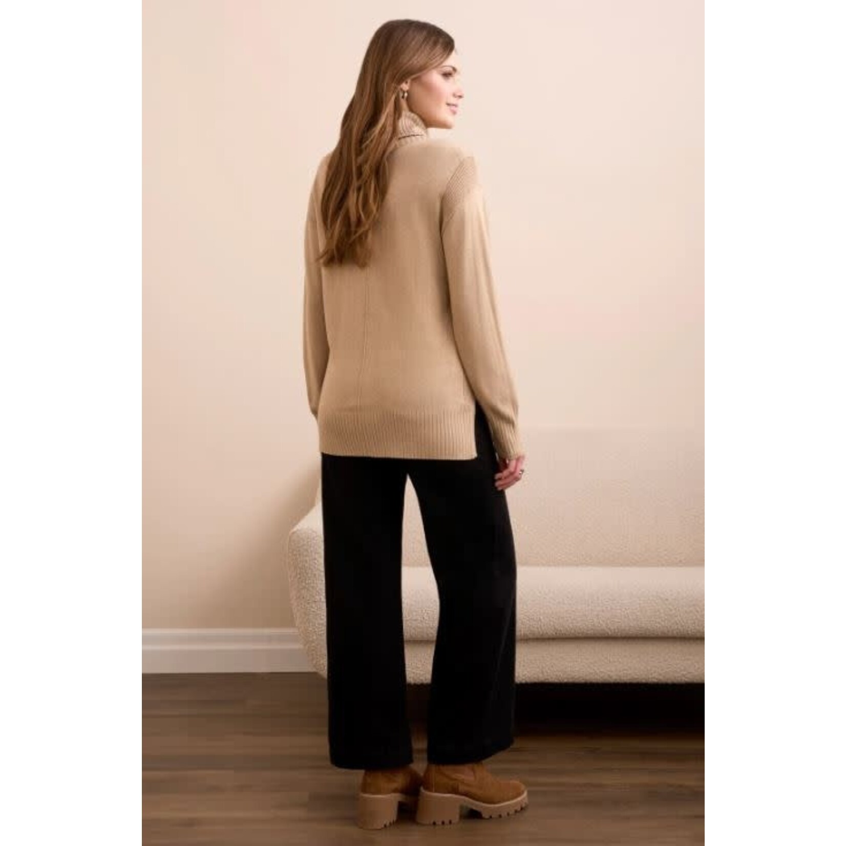 Tribal Drop Shoulder Turtleneck Sweater