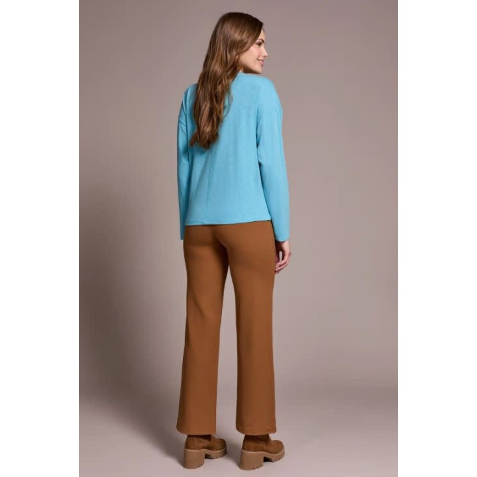 Tribal Slub Knit Flatlock V-Neck Top