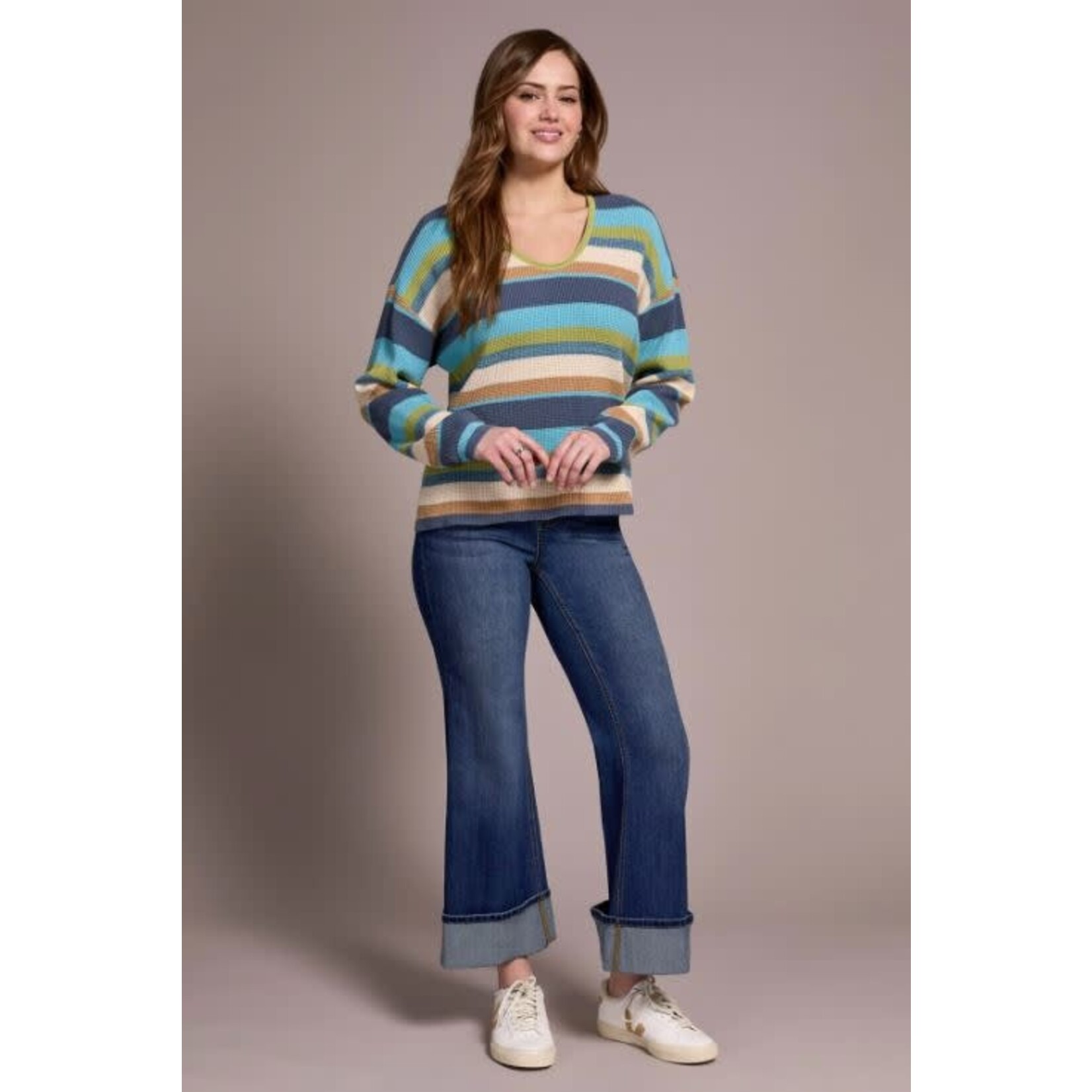 Tribal U-Neck Waffle Sweater