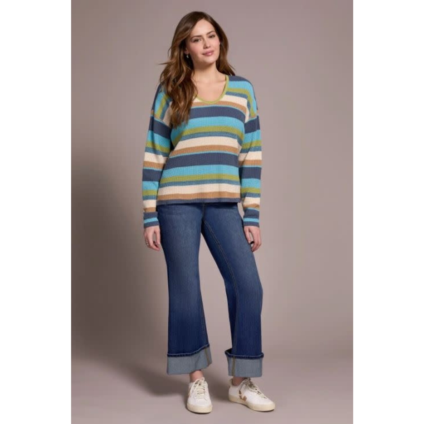 Tribal U-Neck Waffle Sweater