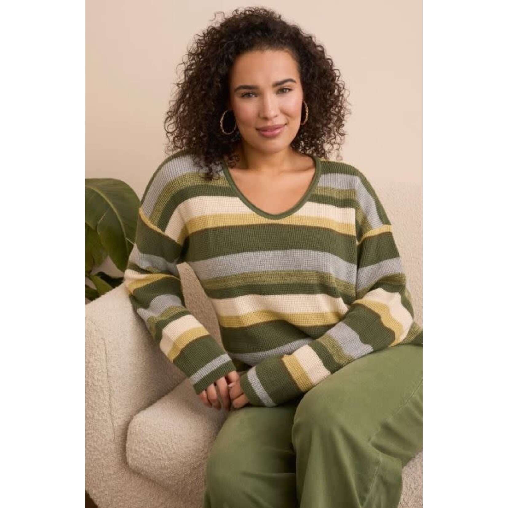 Tribal U-Neck Waffle Sweater