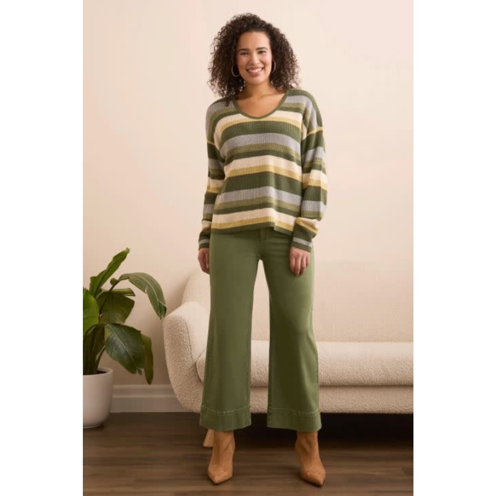 Tribal U-Neck Waffle Sweater